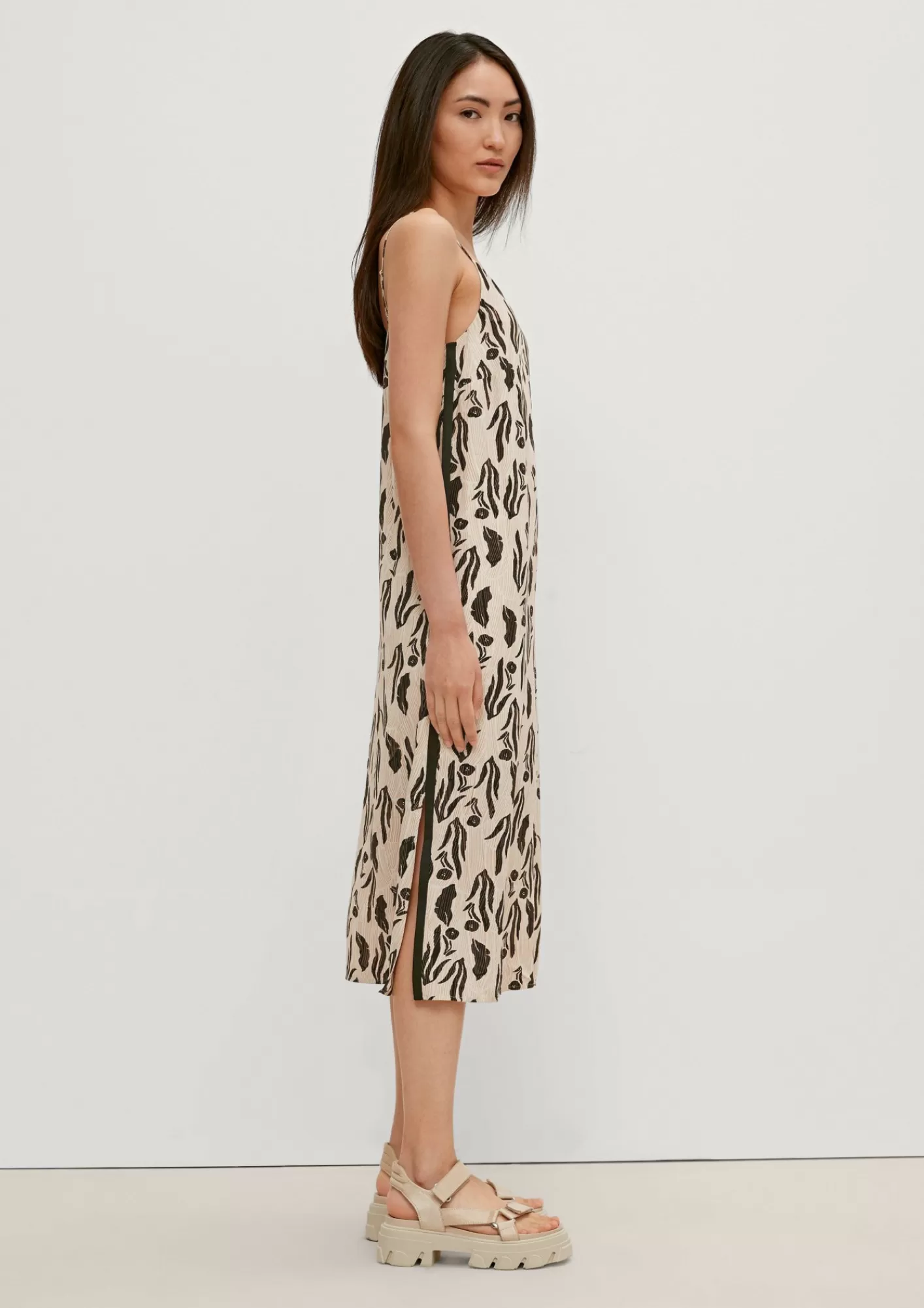 Fashion Comma Midi-Kleid Mit Allover-Muster