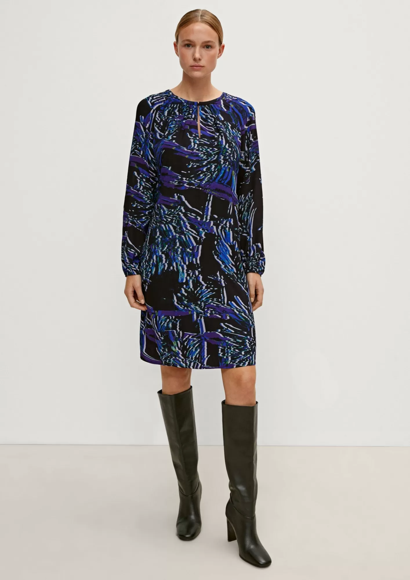 Cheap Comma Midikleid Mit Allovermuster