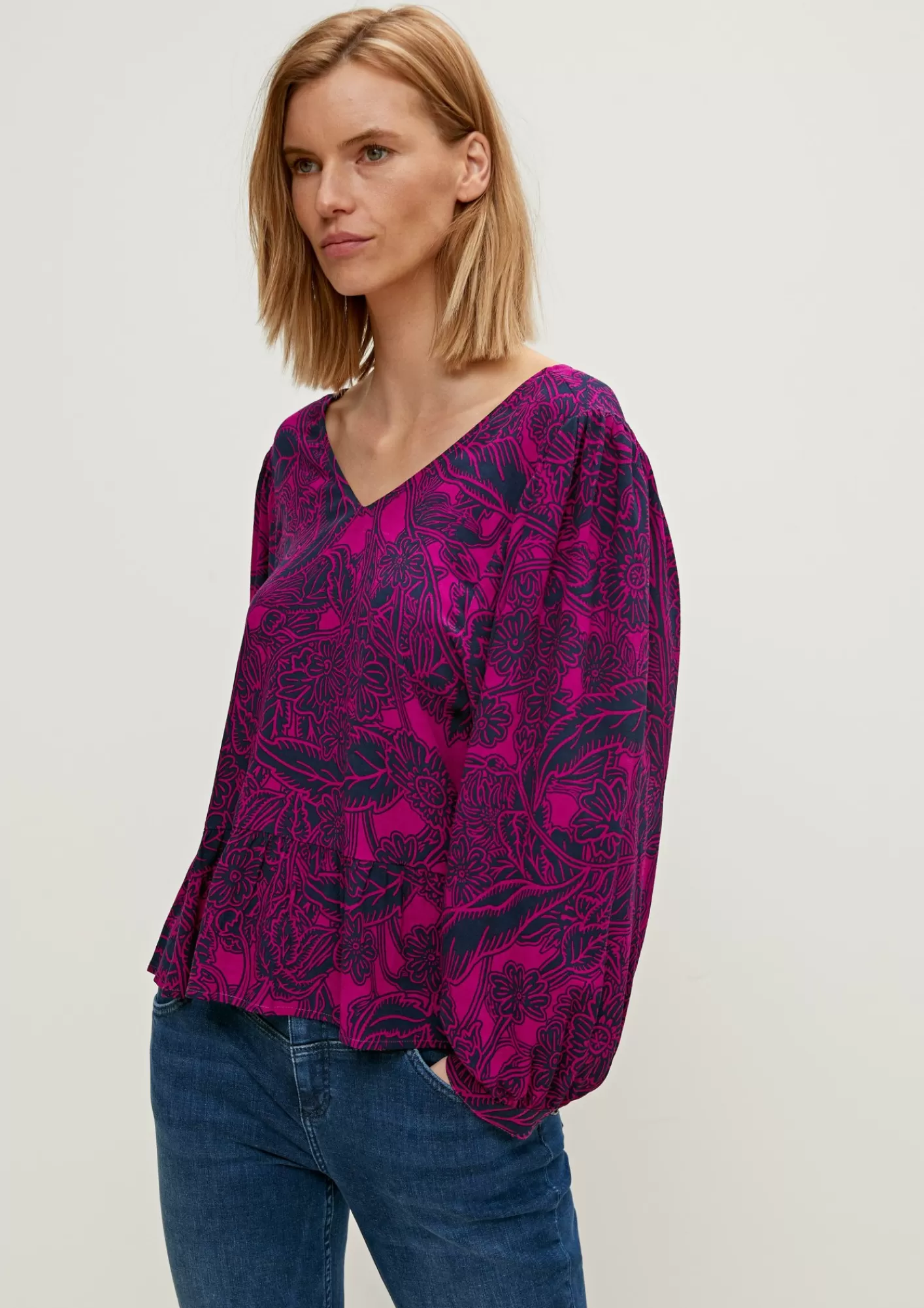 Fashion Comma Peplum-Bluse Aus Viskose