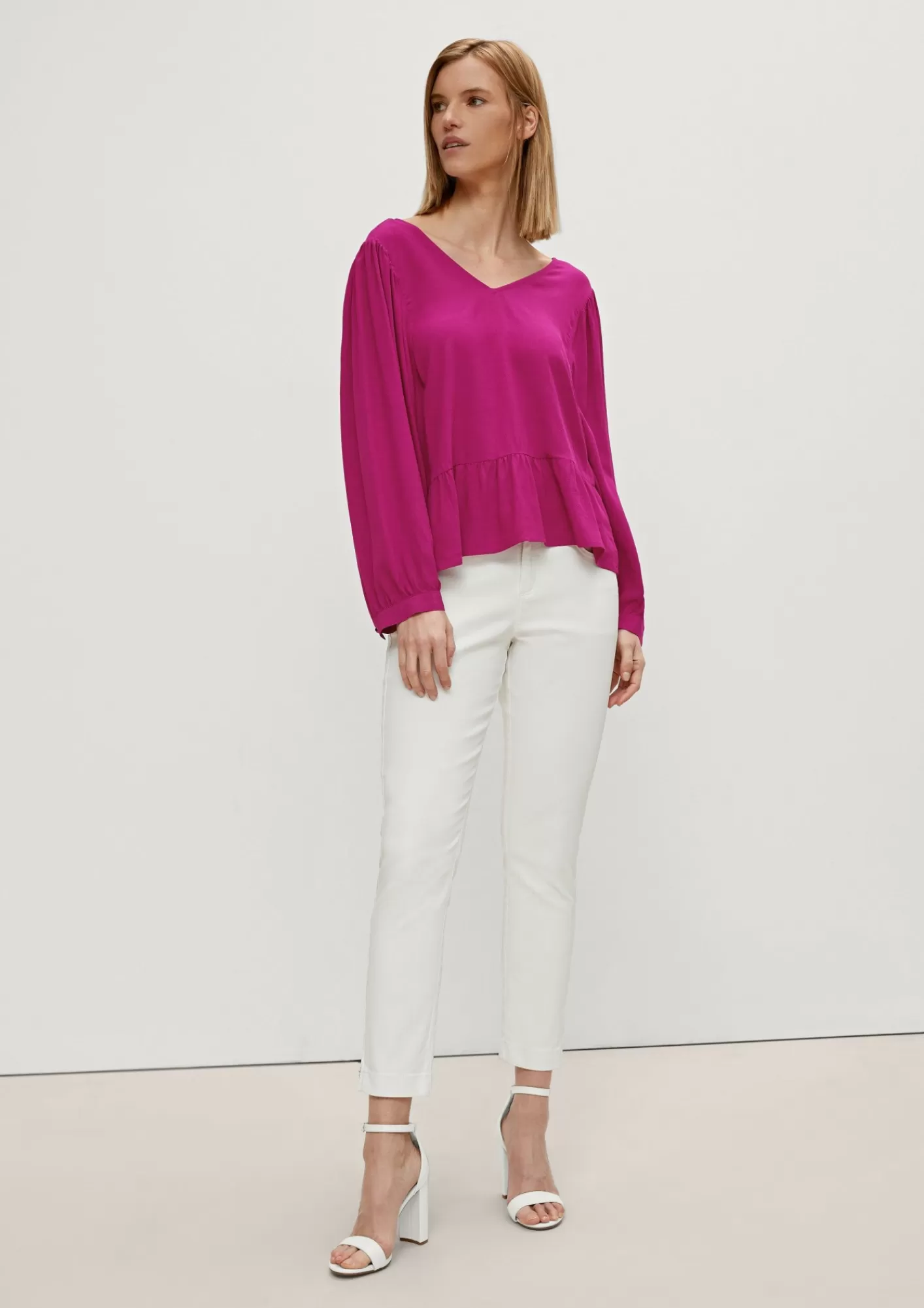 Outlet Comma Peplum-Bluse Aus Viskose