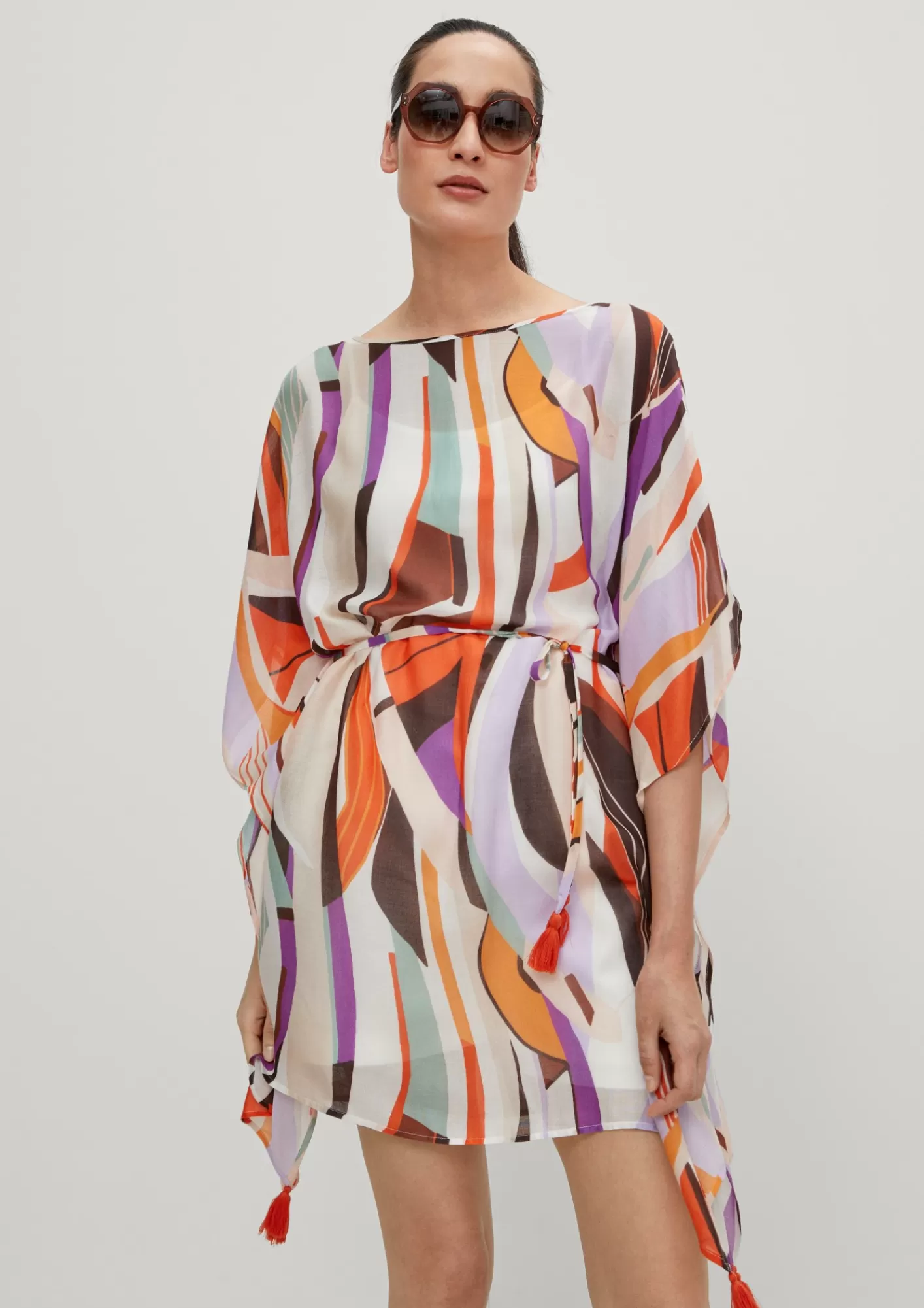 Hot Comma Poncho Mit Allover-Muster