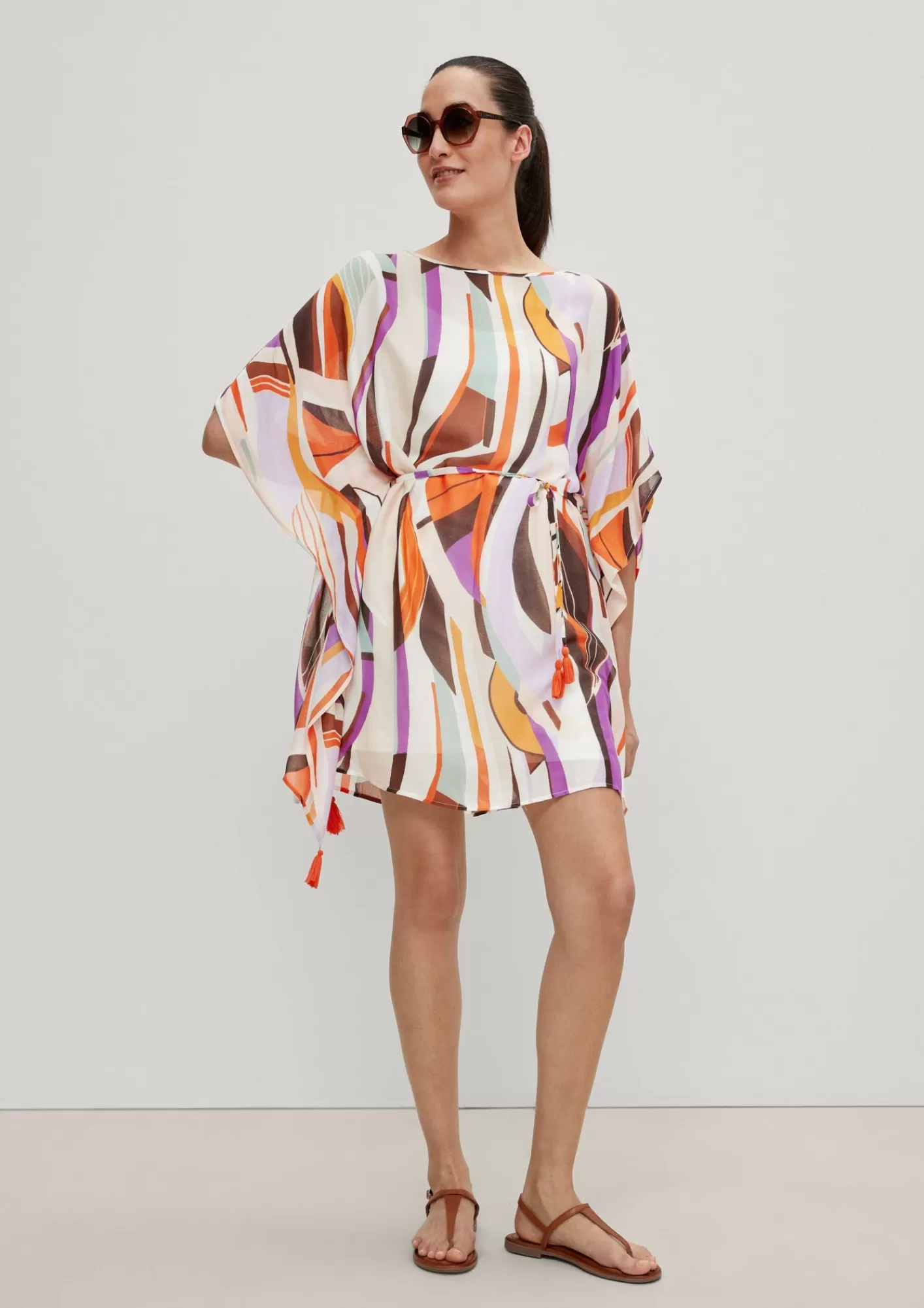 Hot Comma Poncho Mit Allover-Muster