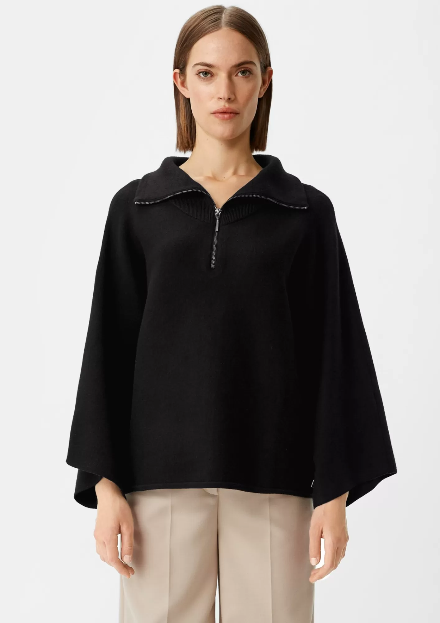 Sale Comma Poncho-Pullover Mit Stehkragen