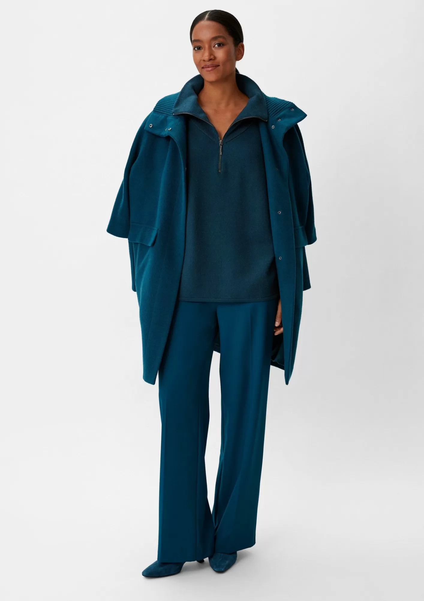 Shop Comma Poncho-Pullover Mit Stehkragen