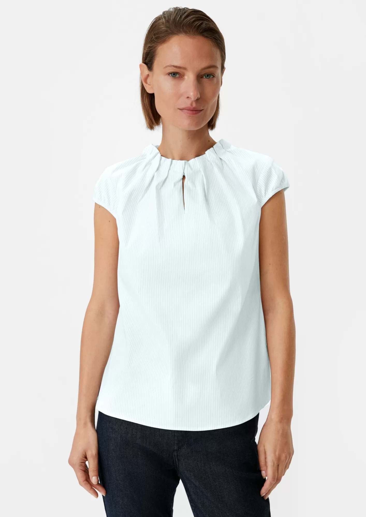 New Comma Popeline-Bluse Aus Baumwollmix
