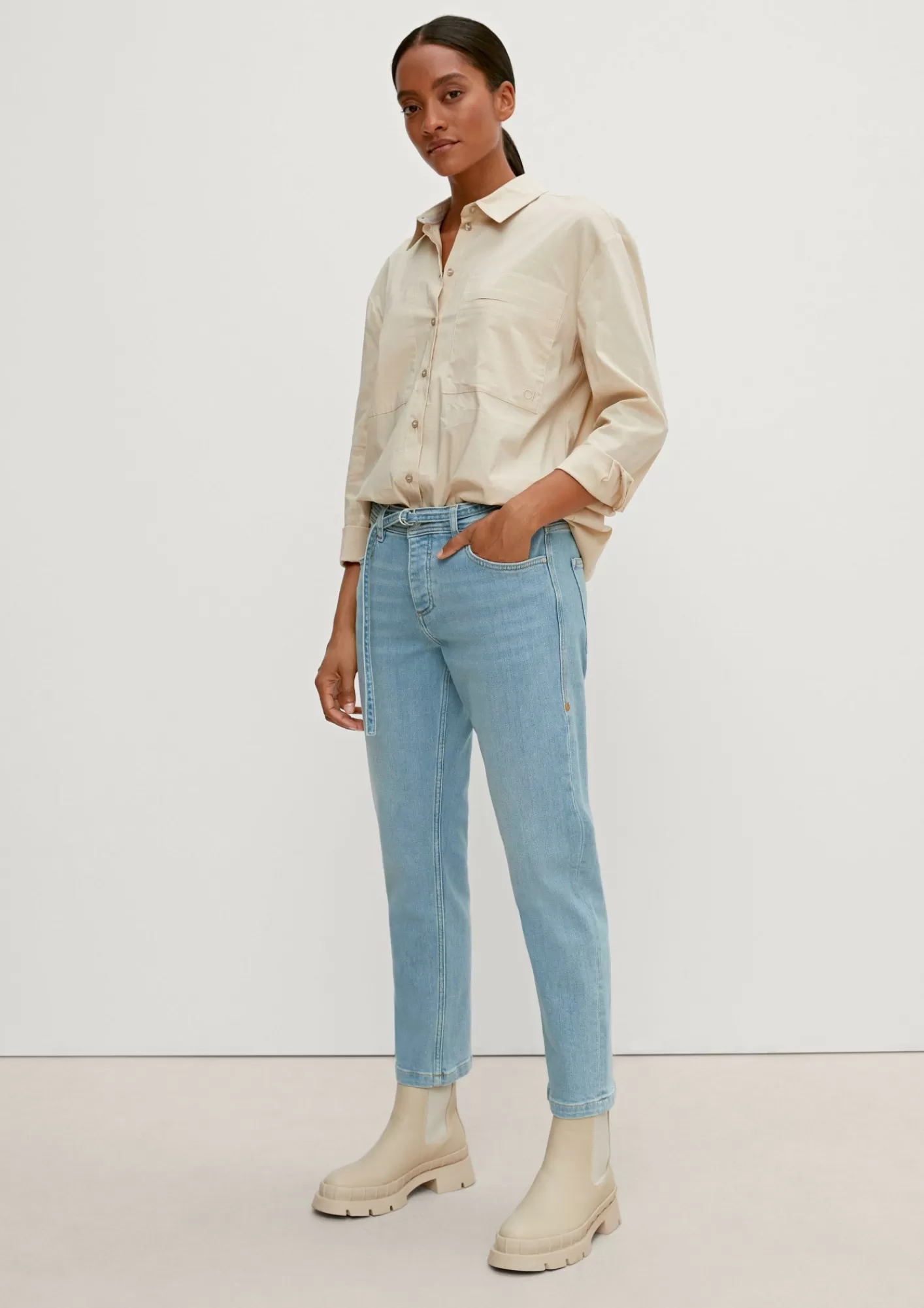 Clearance Comma Regular: Boyfriend-Jeans Mit Gurtel