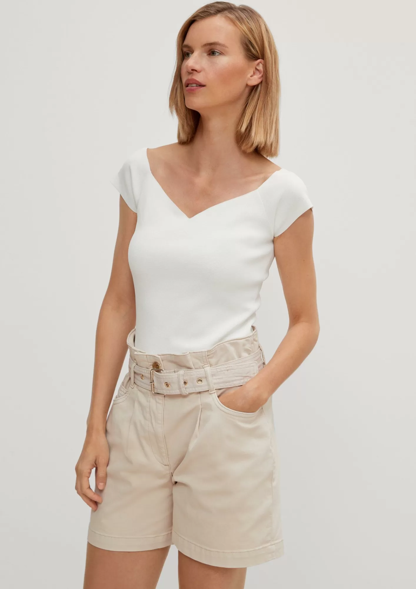 Outlet Comma Regular: Denimshorts Mit Gurtel