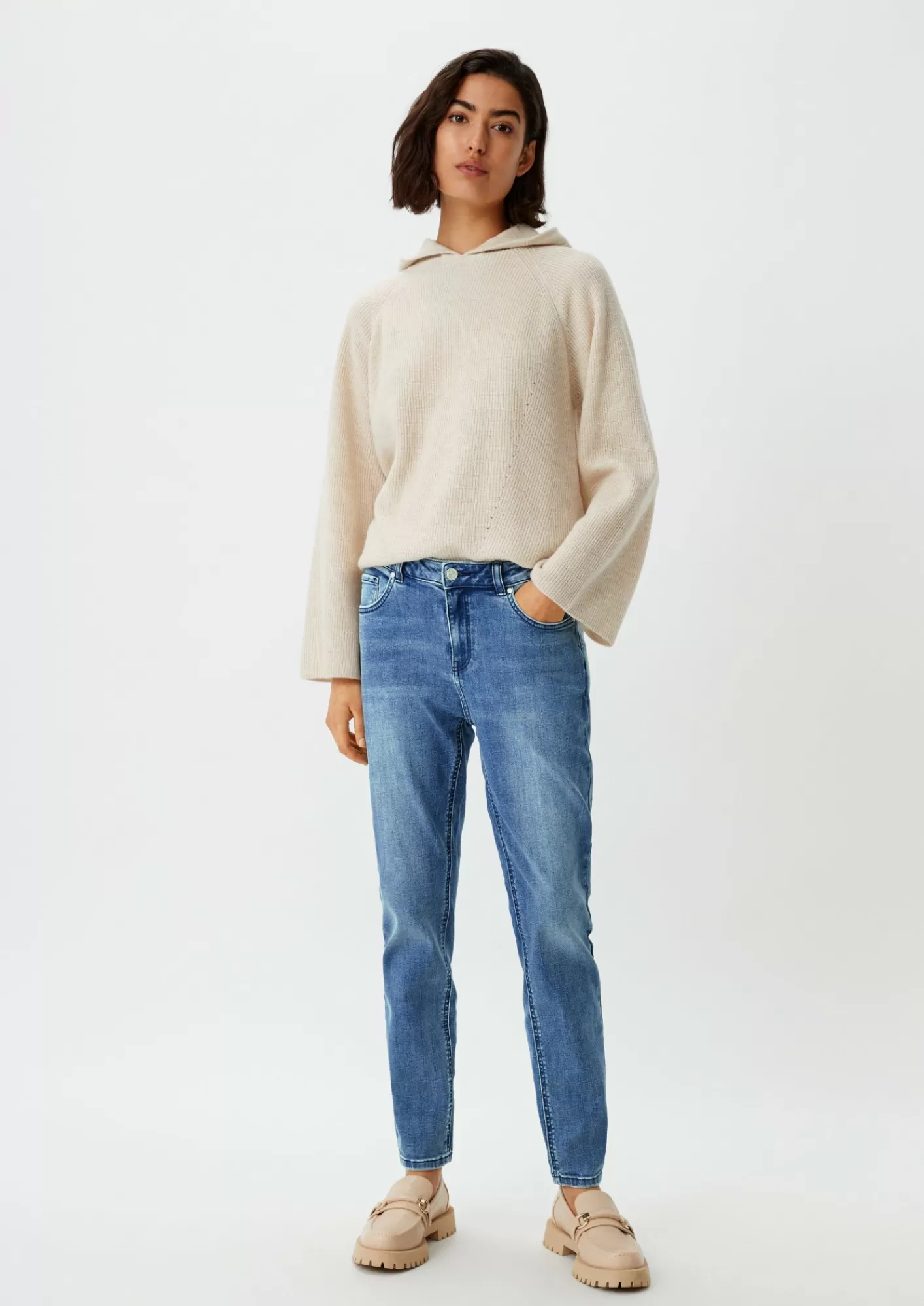 New Comma Regular Fit: Slim Leg-Denim Mit Wascheffekt