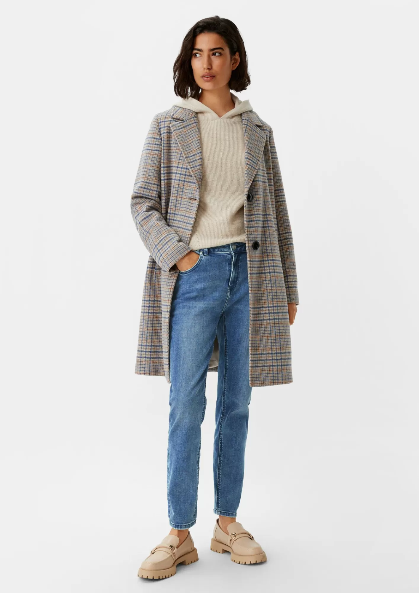 New Comma Regular Fit: Slim Leg-Denim Mit Wascheffekt