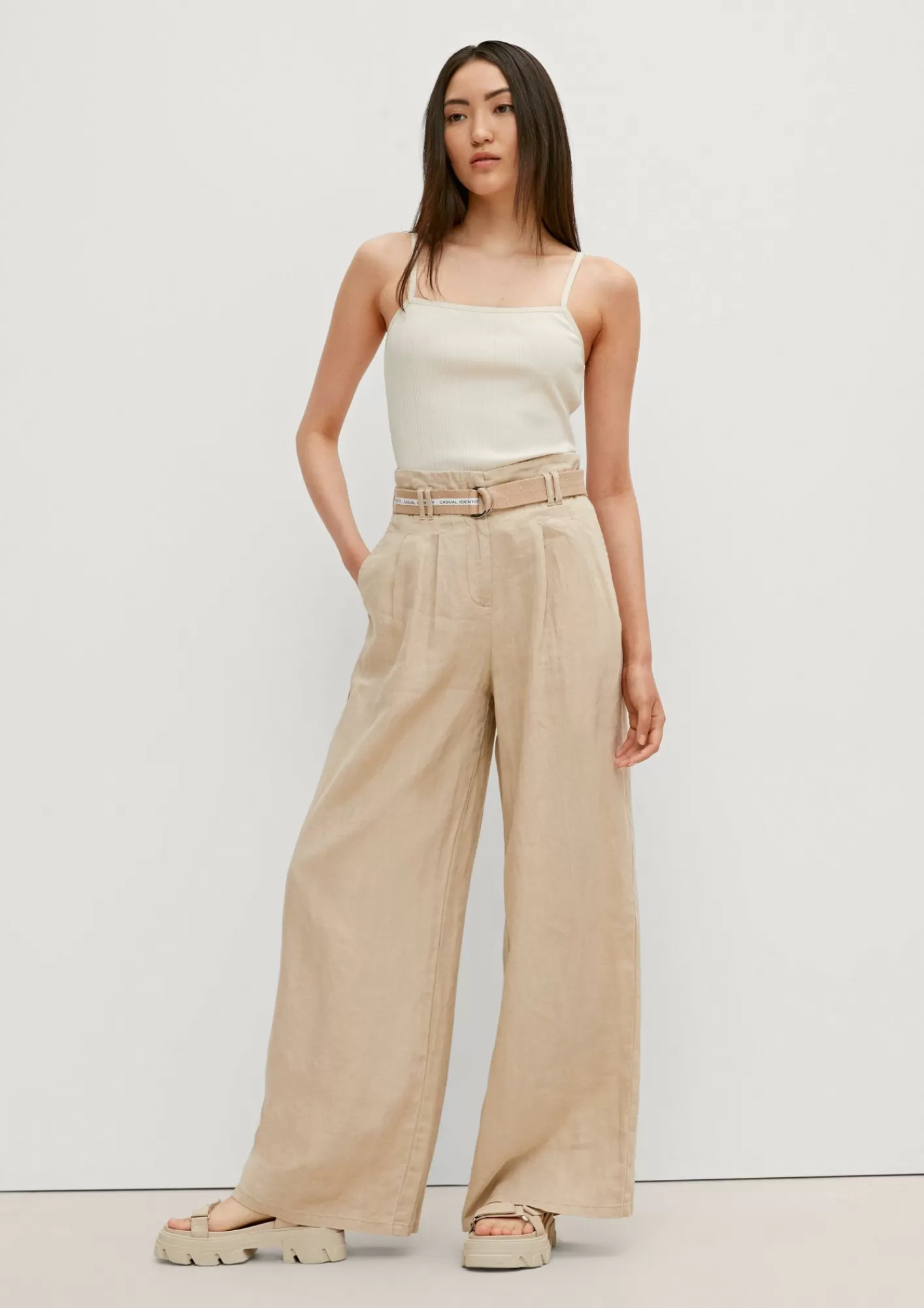 Clearance Comma Regular: Leinenhose Im Marlene-Stil
