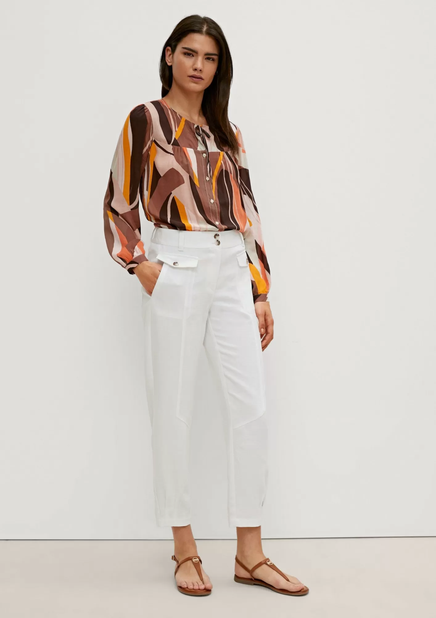 Clearance Comma Regular: Leinenhose Mit Pattentaschen