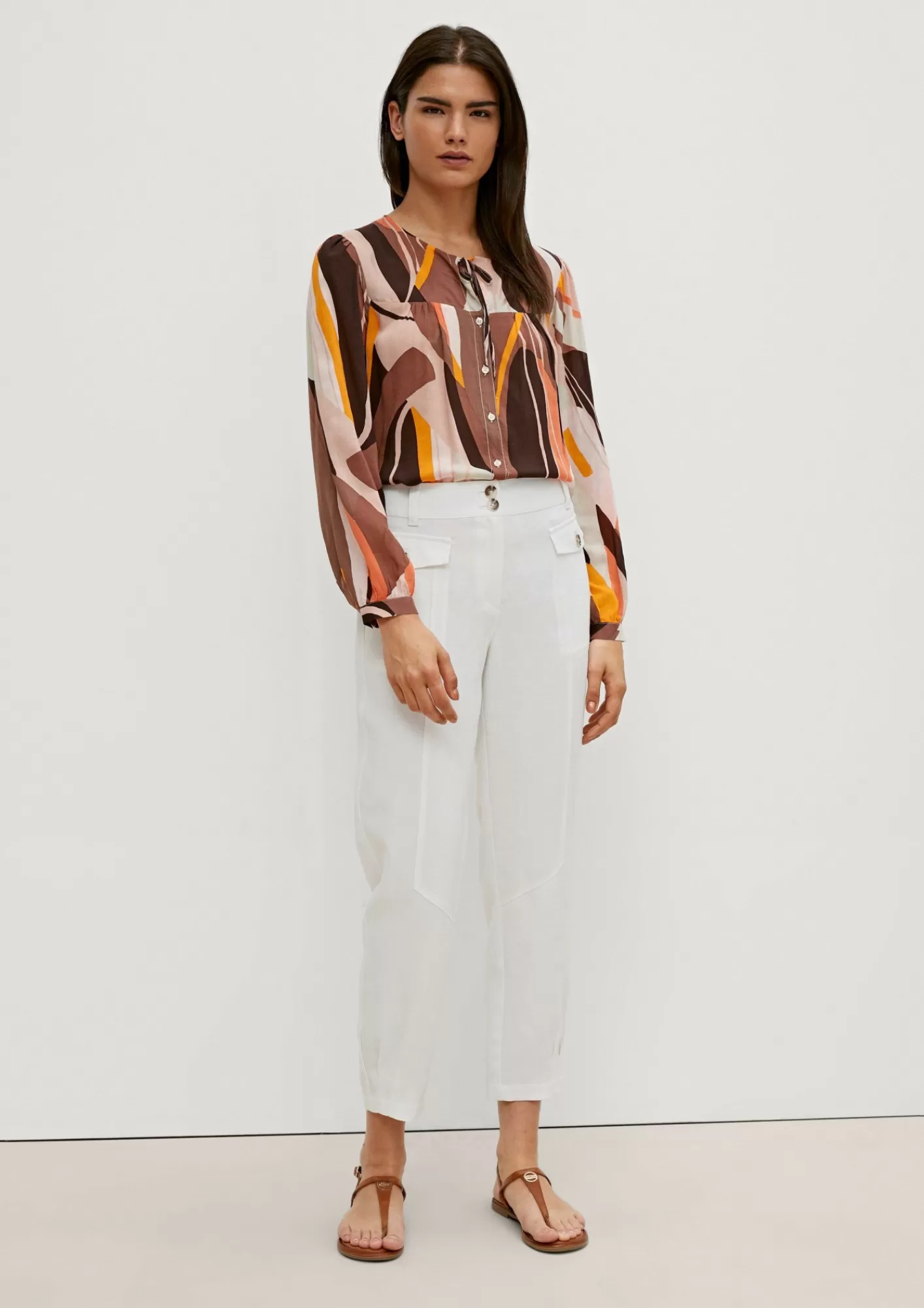 Clearance Comma Regular: Leinenhose Mit Pattentaschen