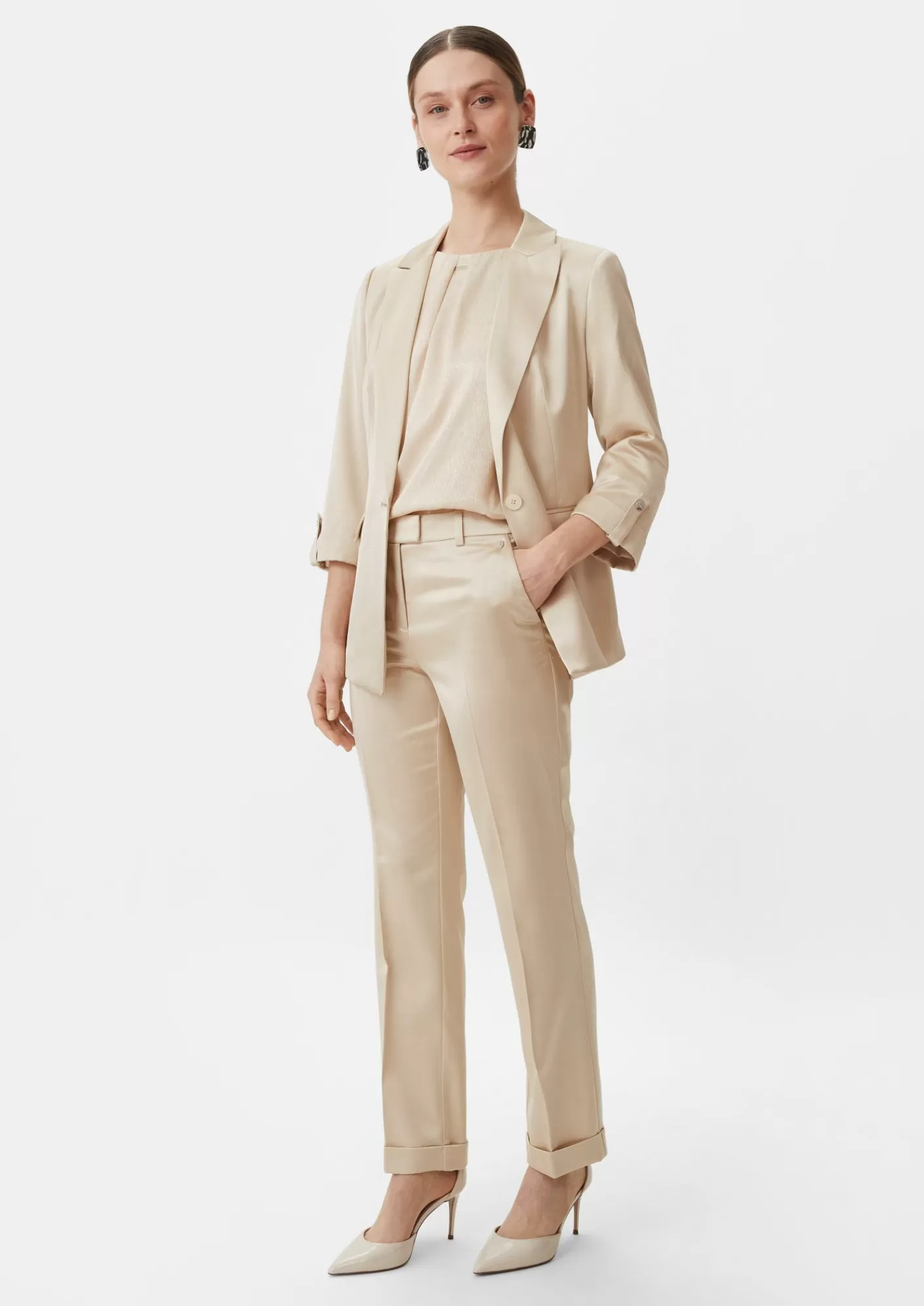 Best Sale Comma Regular: Satinhose Mit Geradem Bein