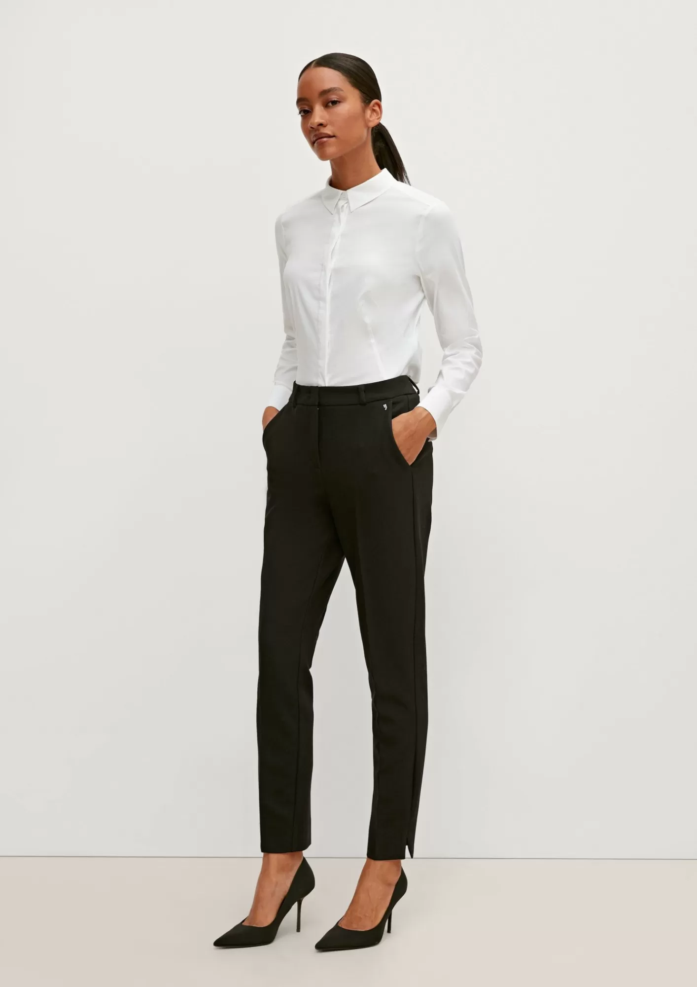 New Comma Regular: Stoffhose Mit Fischgrat-Muster