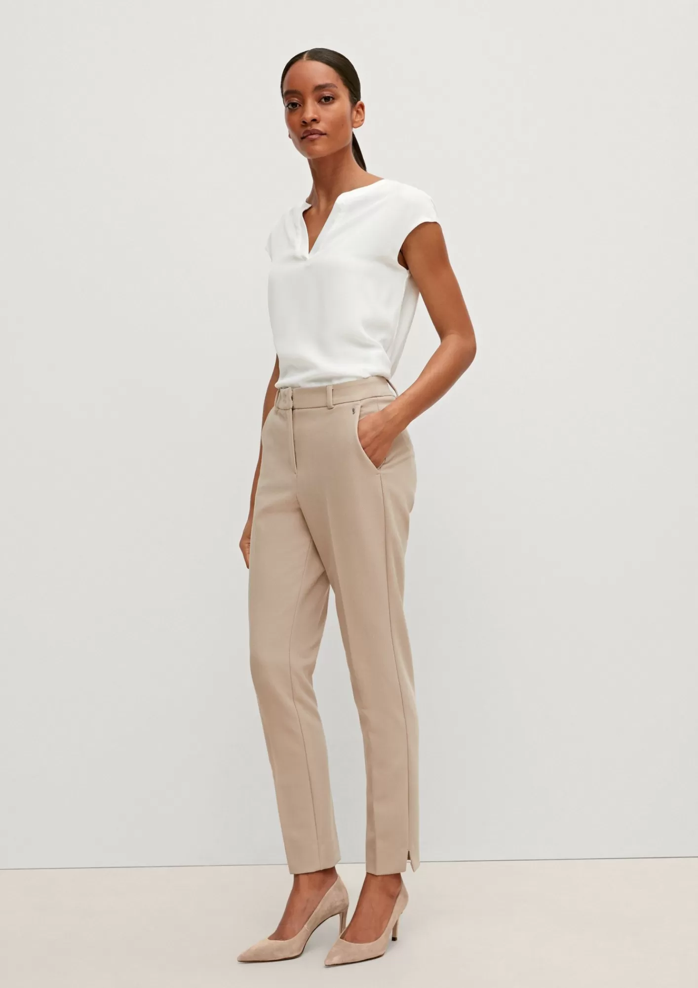 Fashion Comma Regular: Stoffhose Mit Fischgrat-Muster