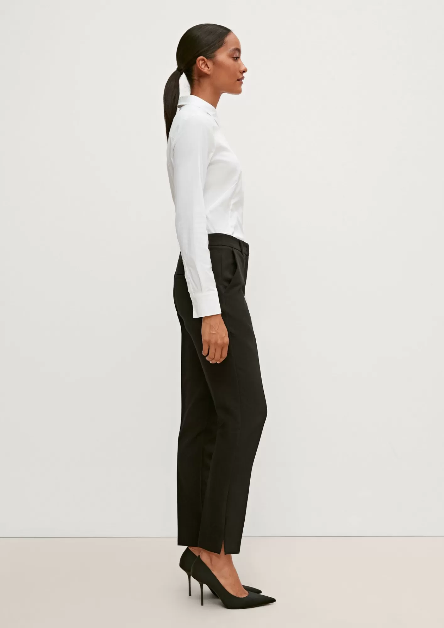 New Comma Regular: Stoffhose Mit Fischgrat-Muster
