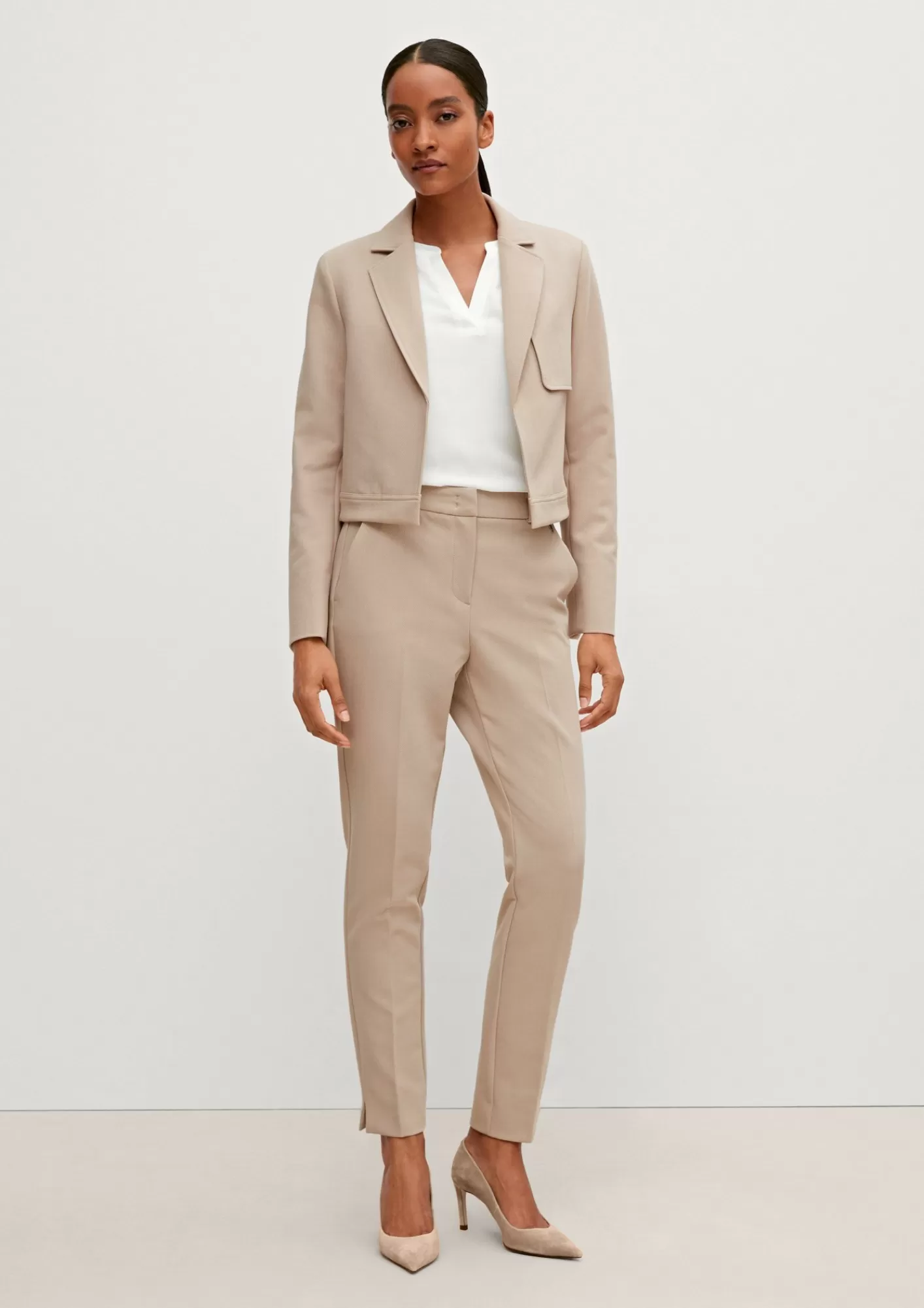 Fashion Comma Regular: Stoffhose Mit Fischgrat-Muster