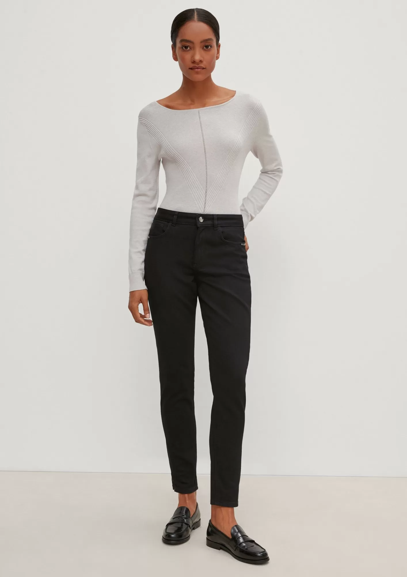 Clearance Comma Relaxed: 7/8-Jeans Mit Ziersteinen