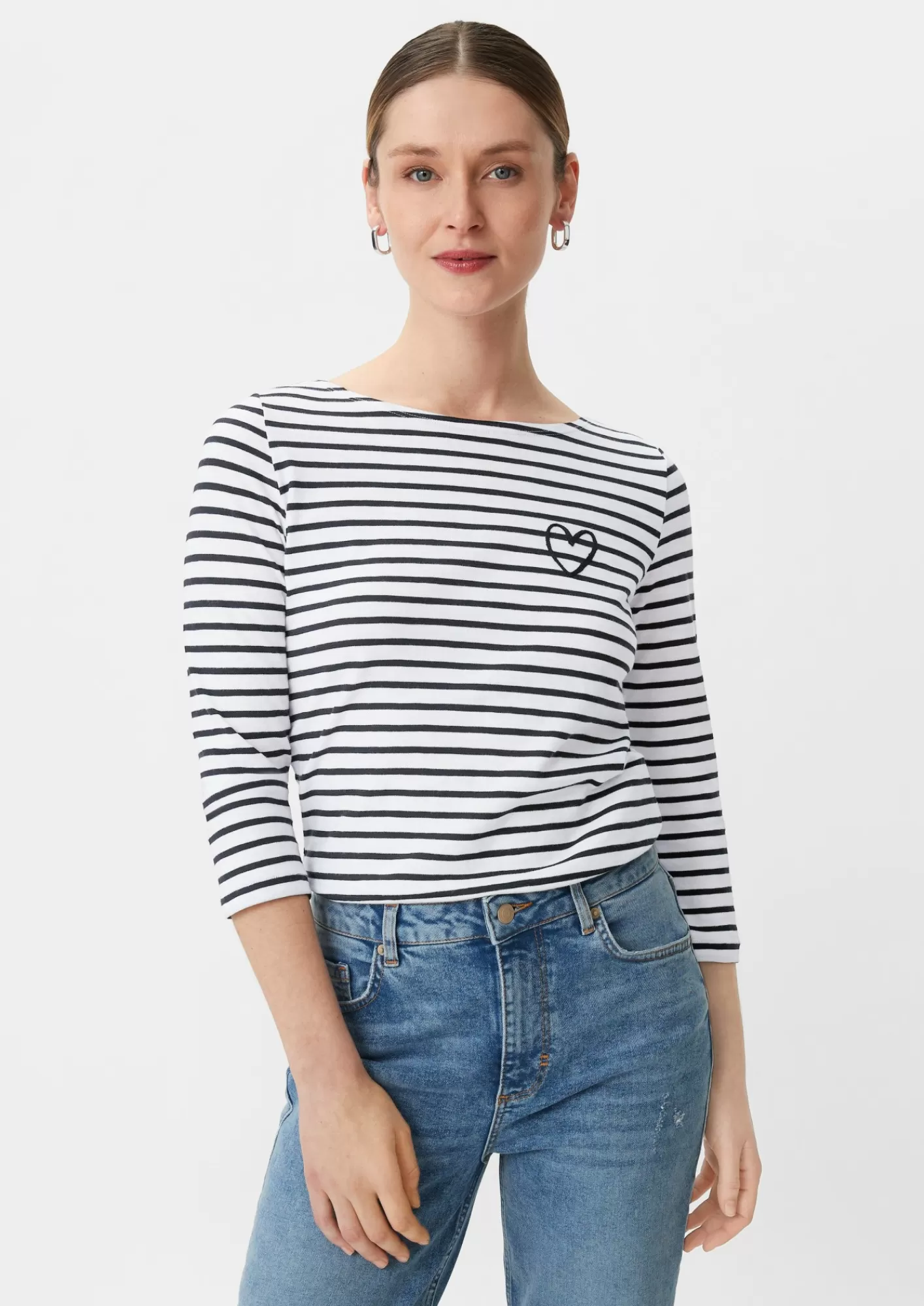 Sale Comma Ringelshirt Mit 3/4-Armeln