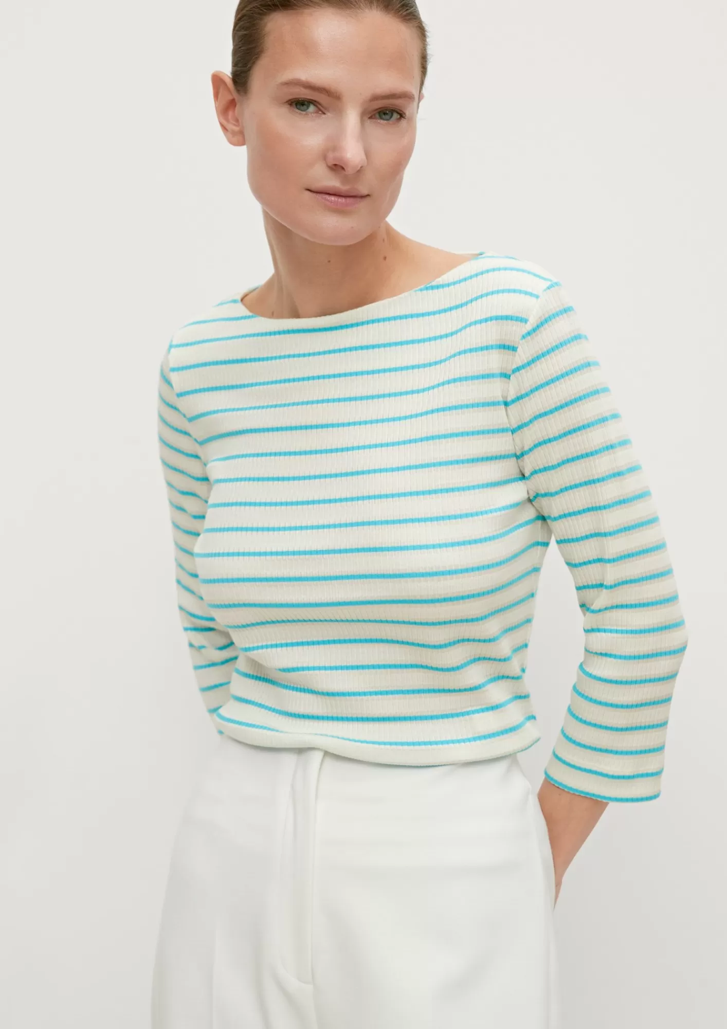Outlet Comma Rippshirt Aus Viskosemix