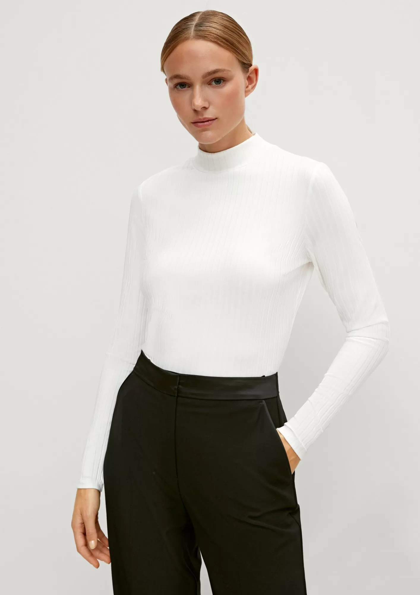 Shop Comma Rippshirt Mit Stehkragen