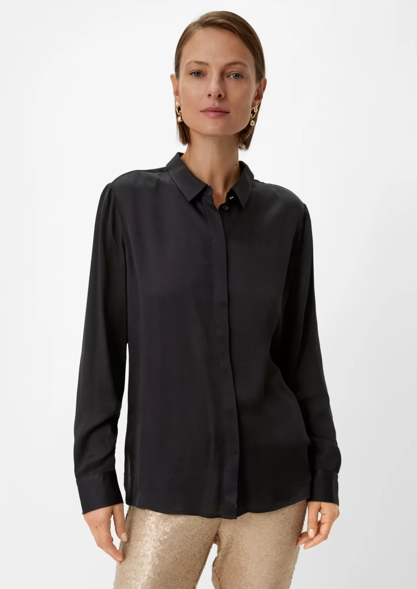 Clearance Comma Satin-Bluse Mit Crinkle-Struktur