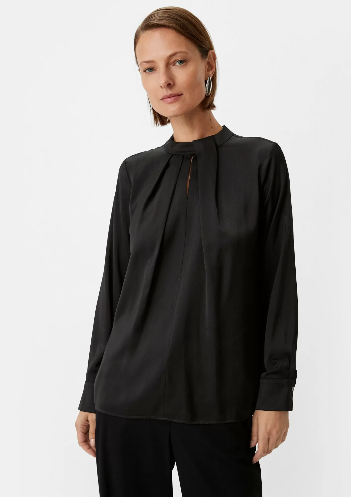 New Comma Satinbluse Mit Falten-Detail