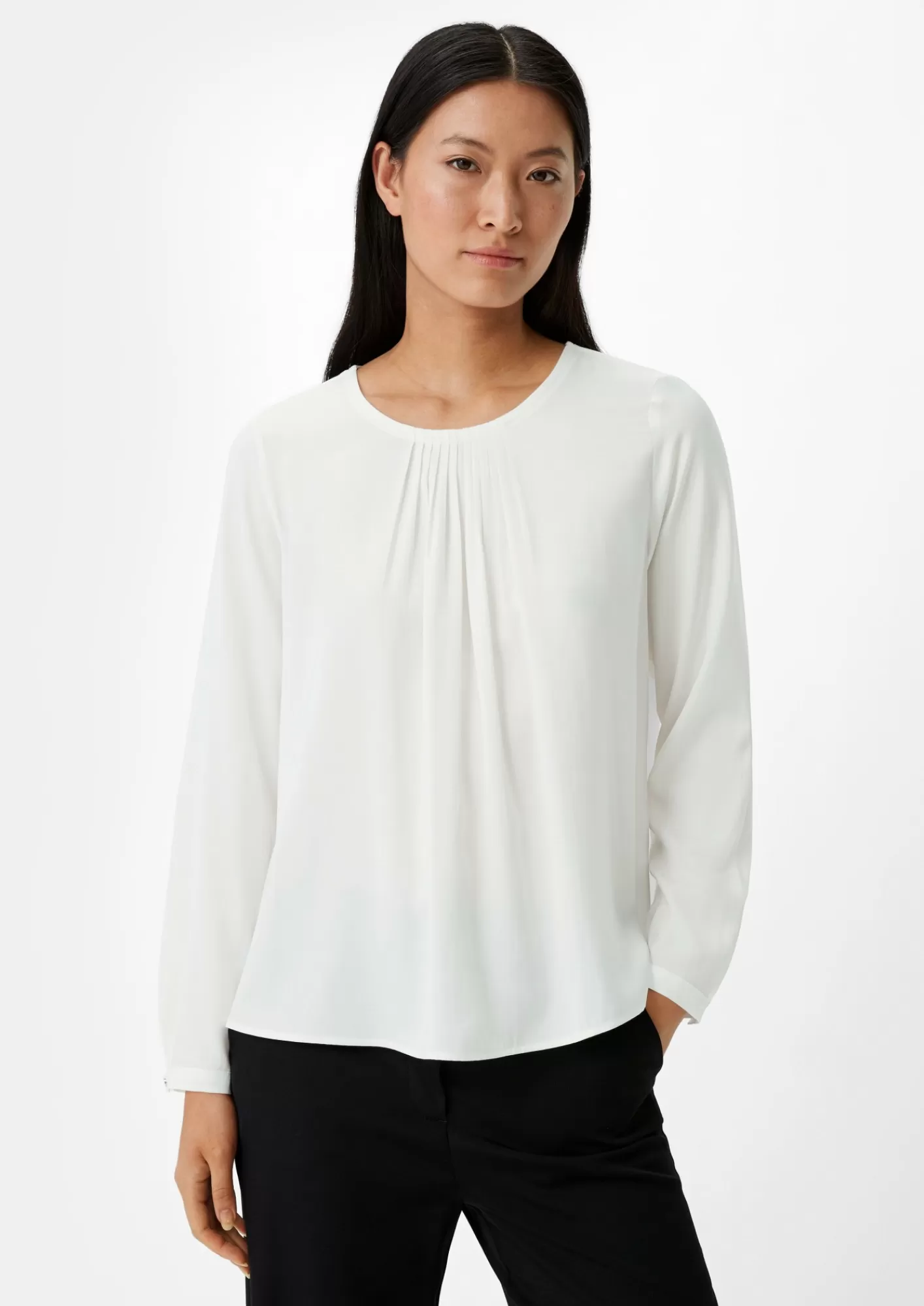 Outlet Comma Satinbluse Mit Plisseefalten