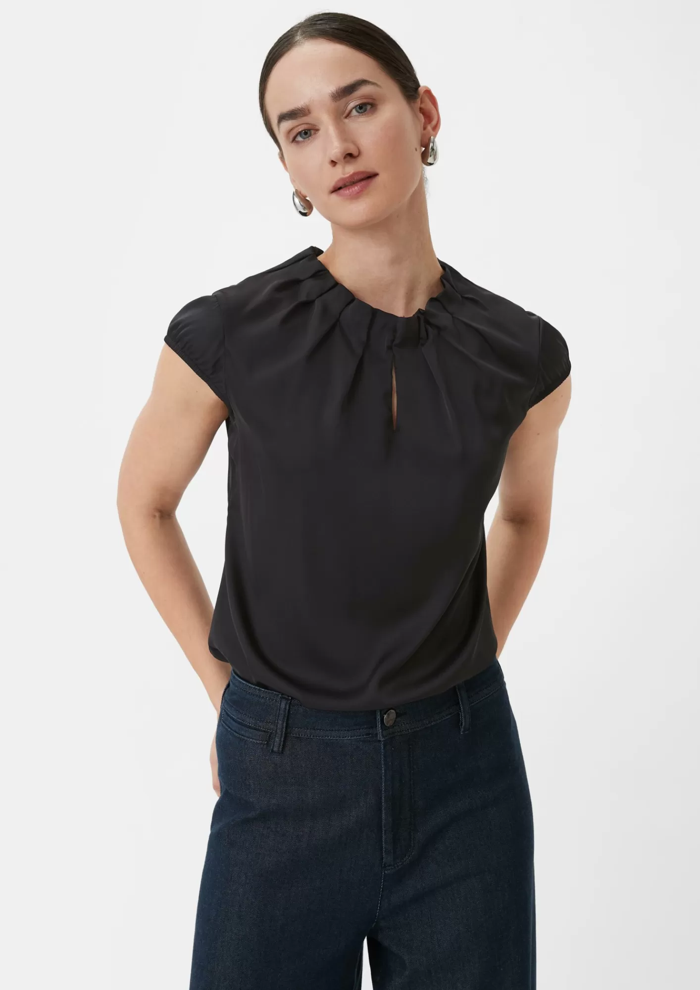 Store Comma Satinbluse Mit Raffung