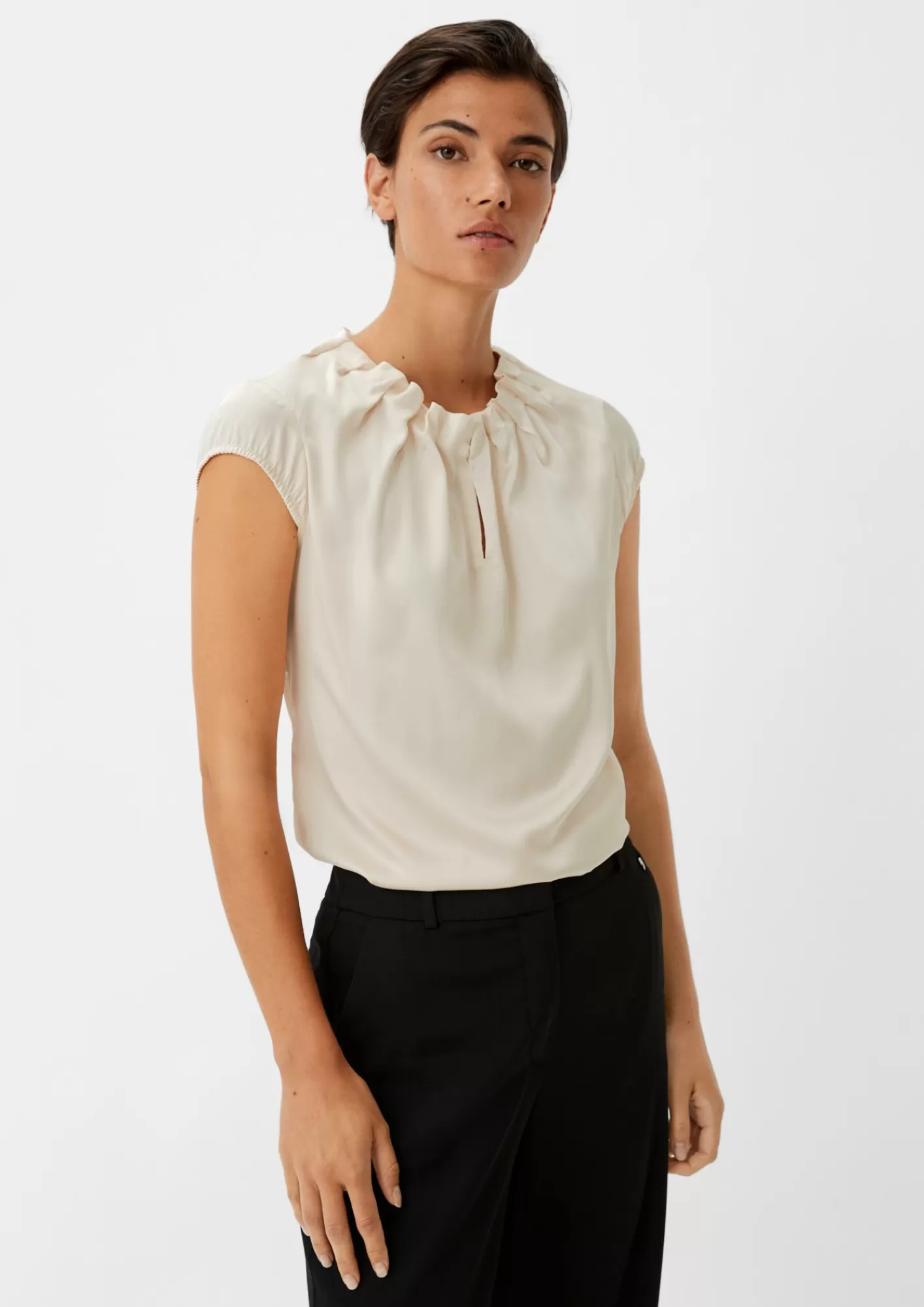 Cheap Comma Satinbluse Mit Raffung
