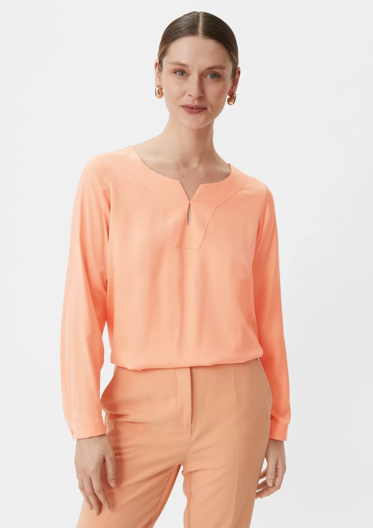 Best Comma Satinbluse Mit Tunika-Ausschnitt