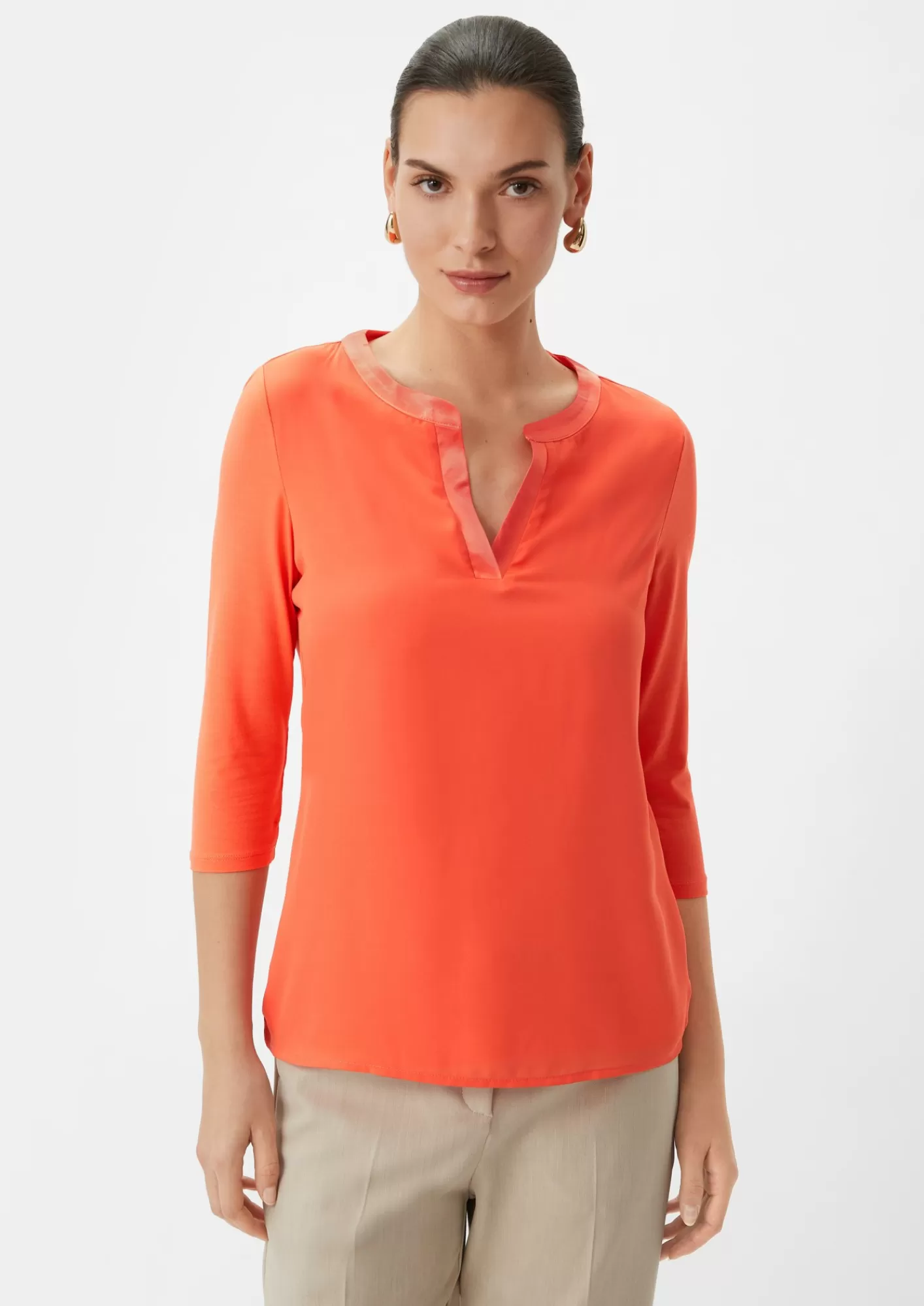 Store Comma Satin-Crepe-Shirt Mit Tunika-Ausschnitt
