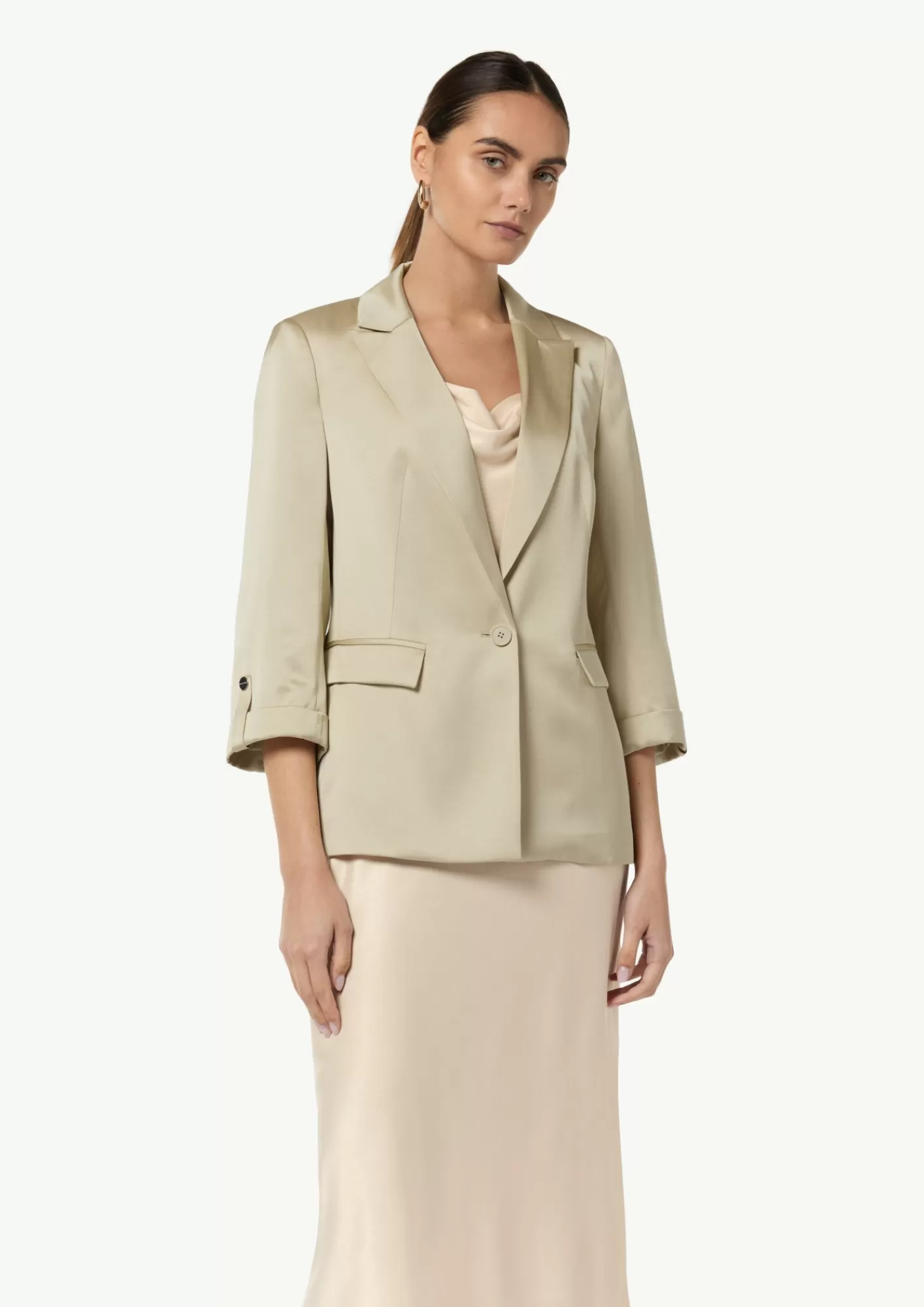Cheap Comma Satinierter Blazer Mit 3/4-Armel