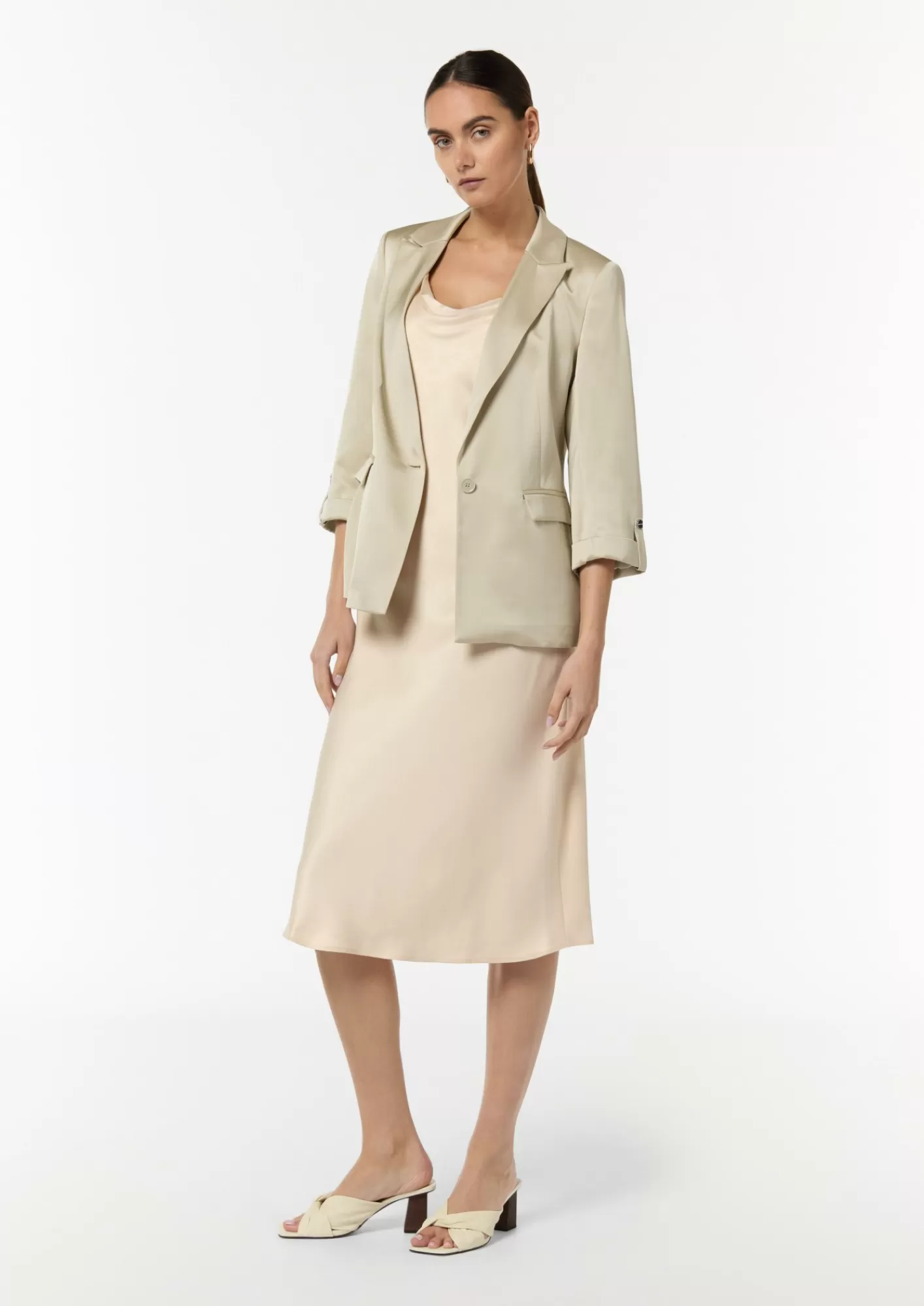 Cheap Comma Satinierter Blazer Mit 3/4-Armel