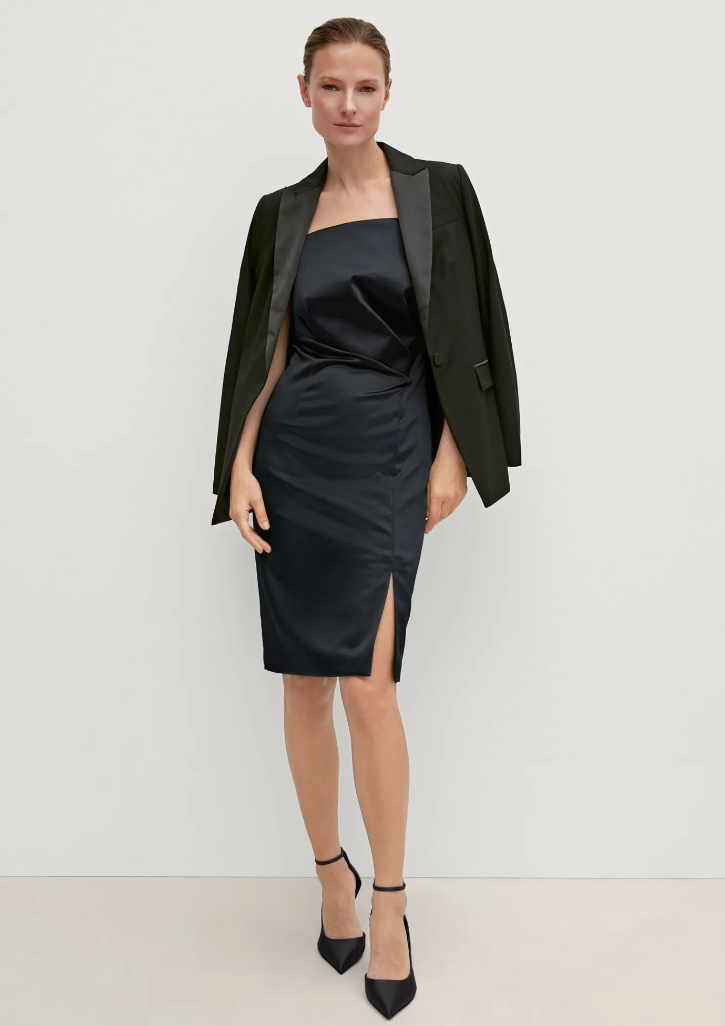 Fashion Comma Satinkleid Mit Raffung