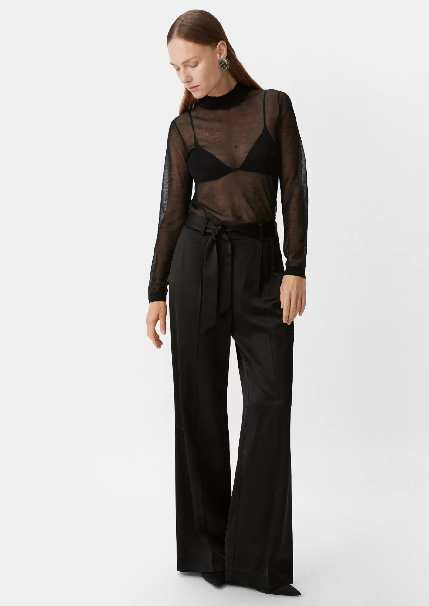 Cheap Comma Satin-Marlenehose Mit Bindegurtel