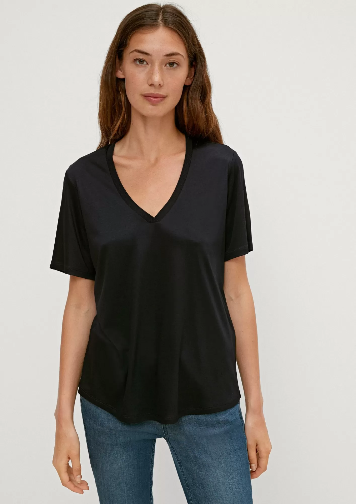 Online Comma Schimmerndes V-Neck-Shirt