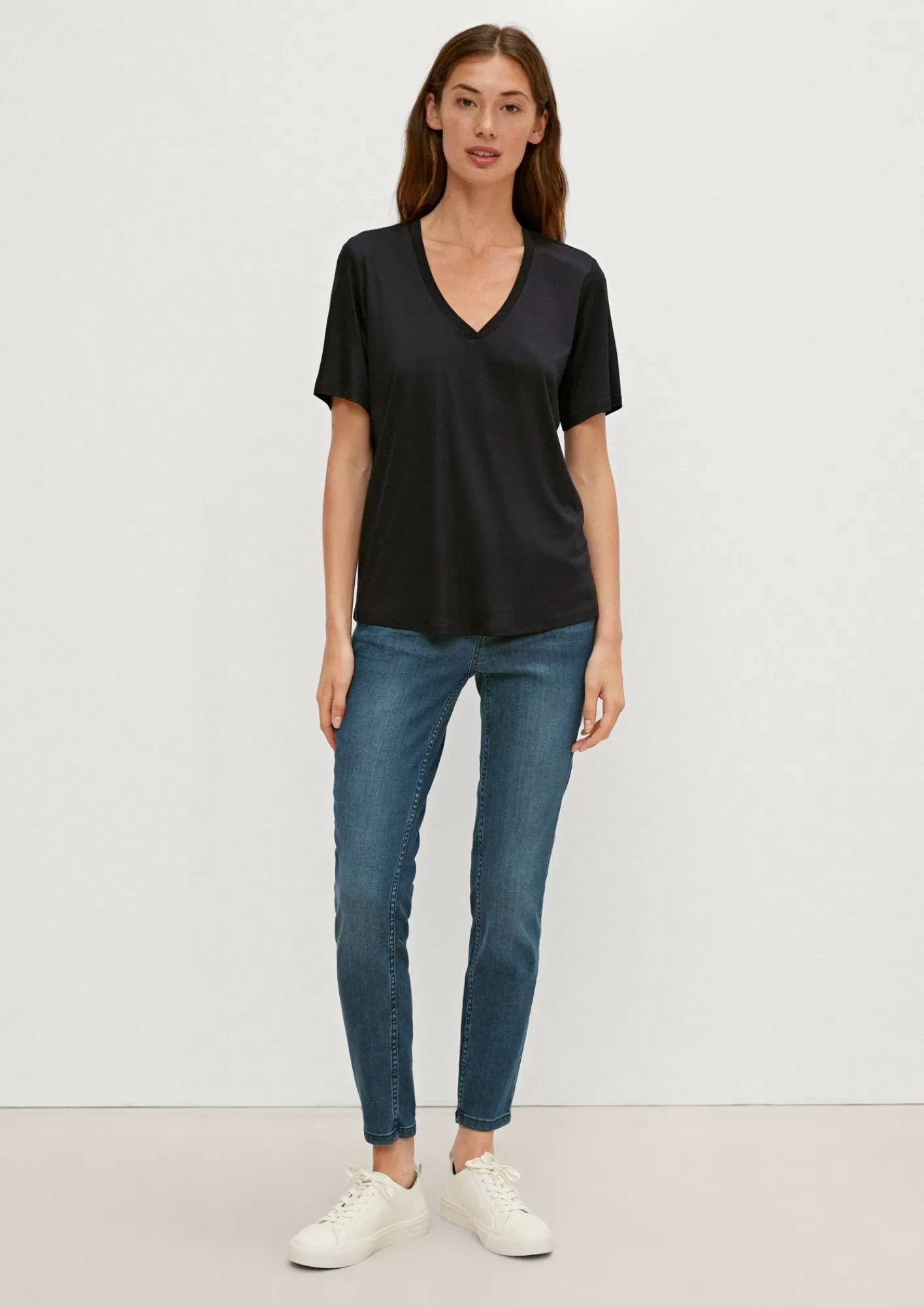 Online Comma Schimmerndes V-Neck-Shirt