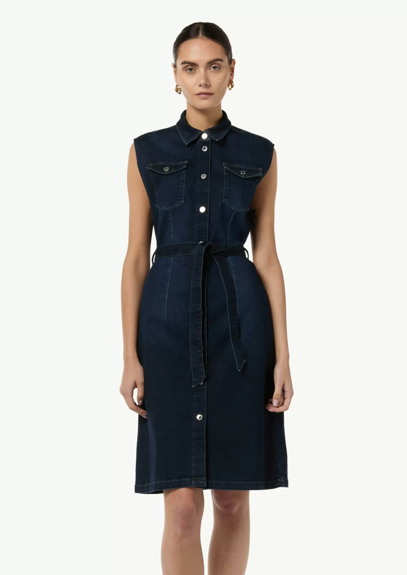 Cheap Comma Schmal Geschnittenes Jeanskleid Mit Bindegurtel