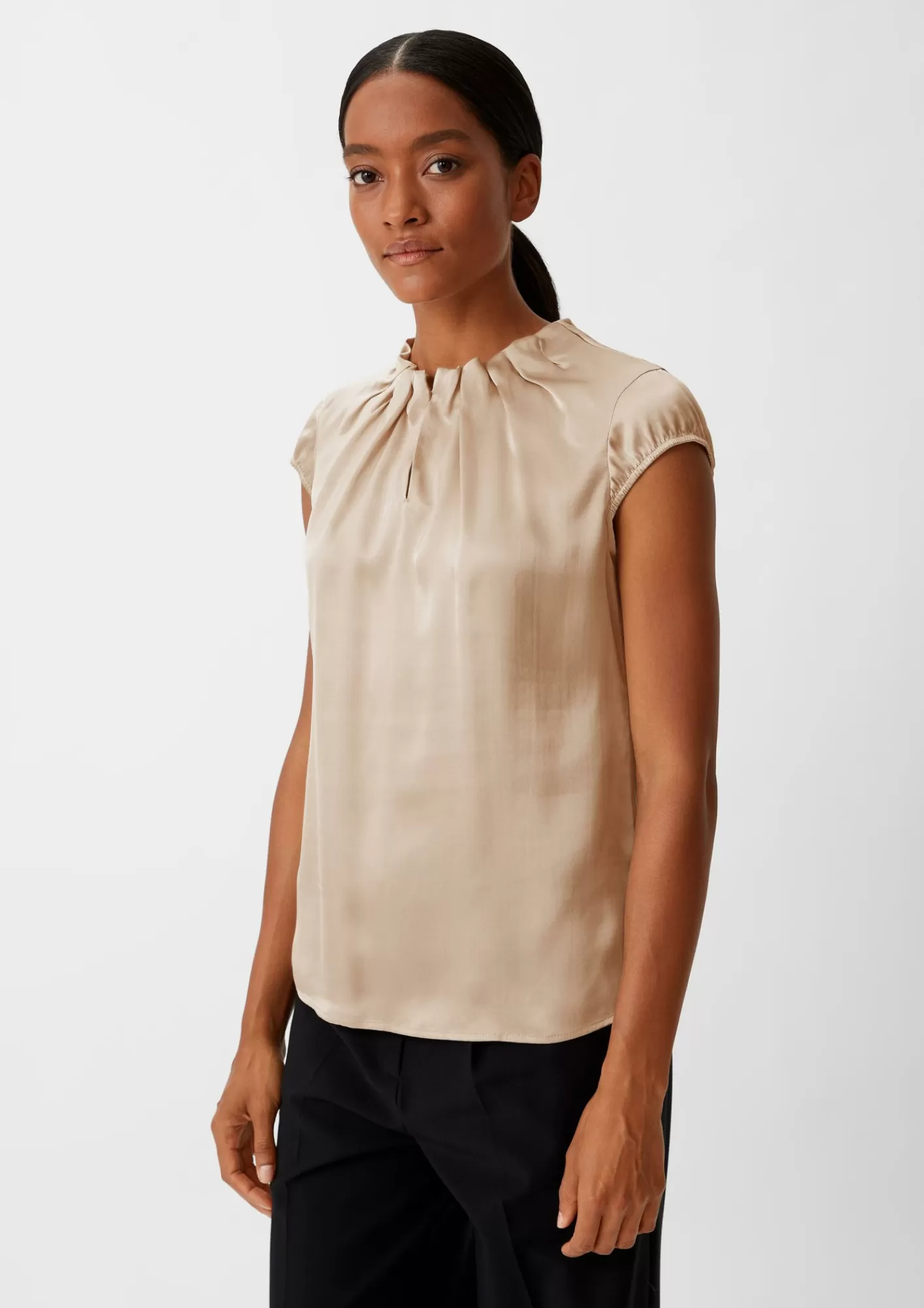 Best Comma Seidenbluse Mit Kapparmel