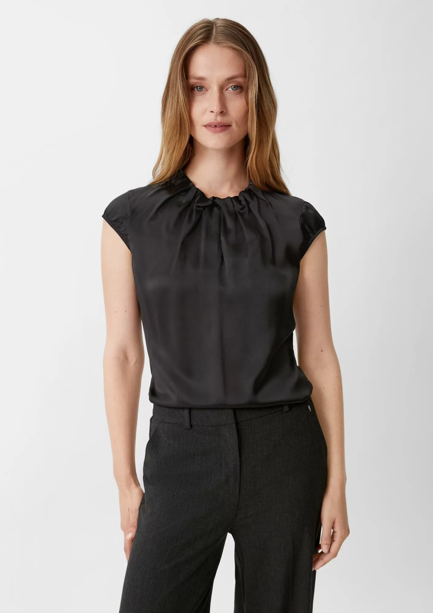 Outlet Comma Seidenbluse Mit Kapparmel