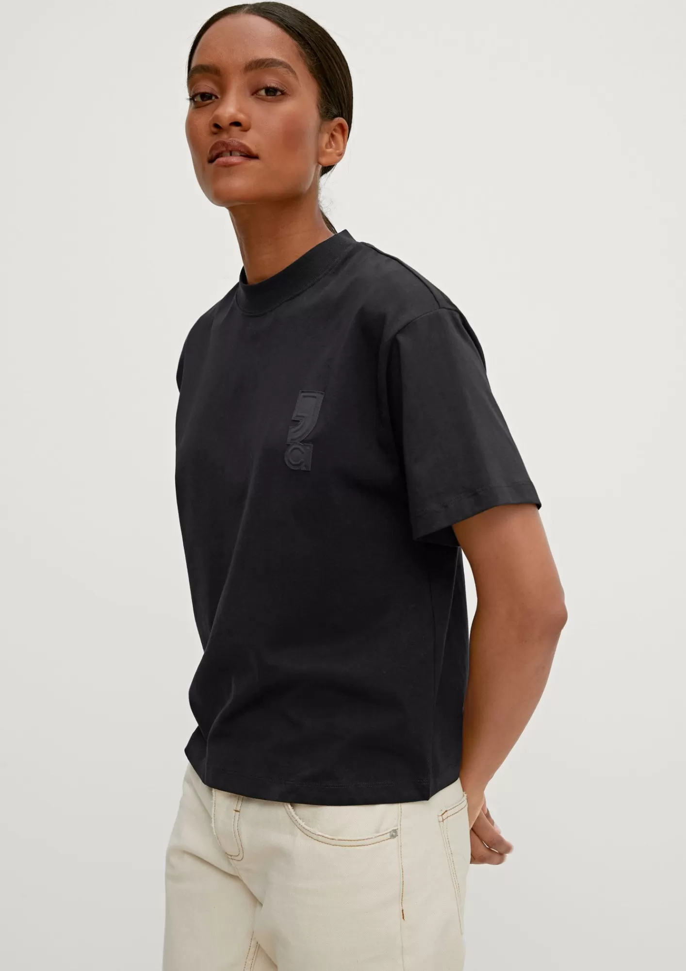 New Comma Shirt Mit Label-Stickerei