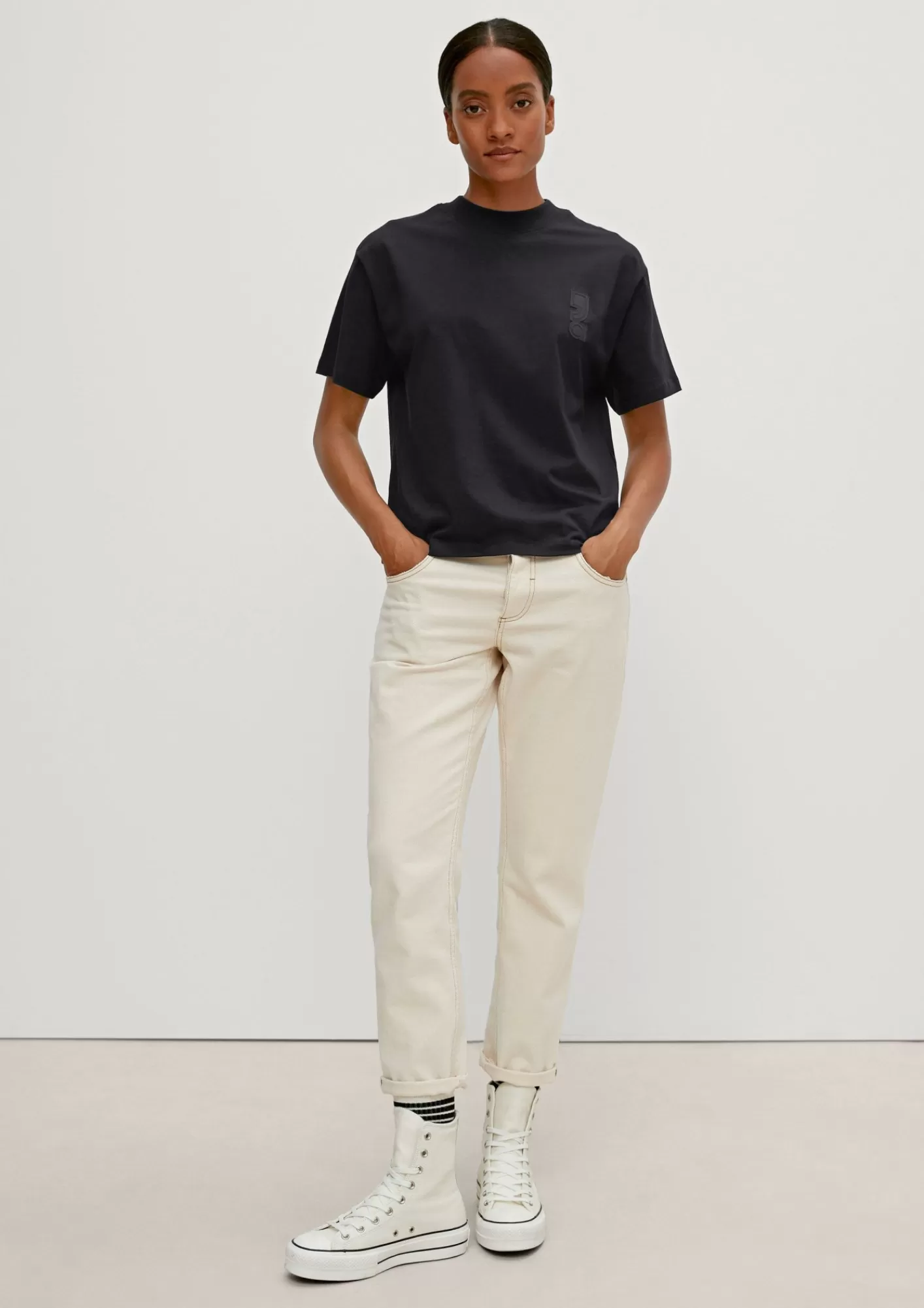 New Comma Shirt Mit Label-Stickerei