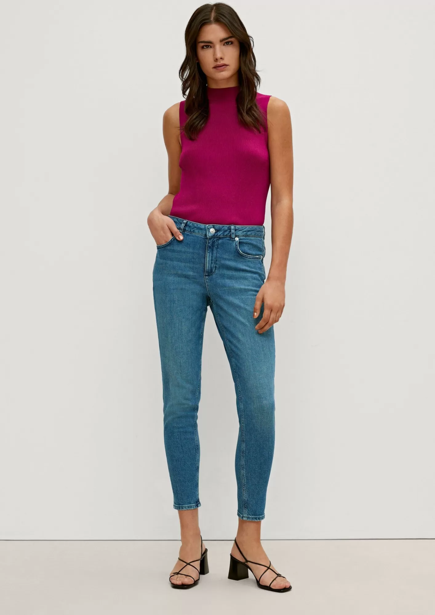 New Comma Skinny: Denim Mit Waschung