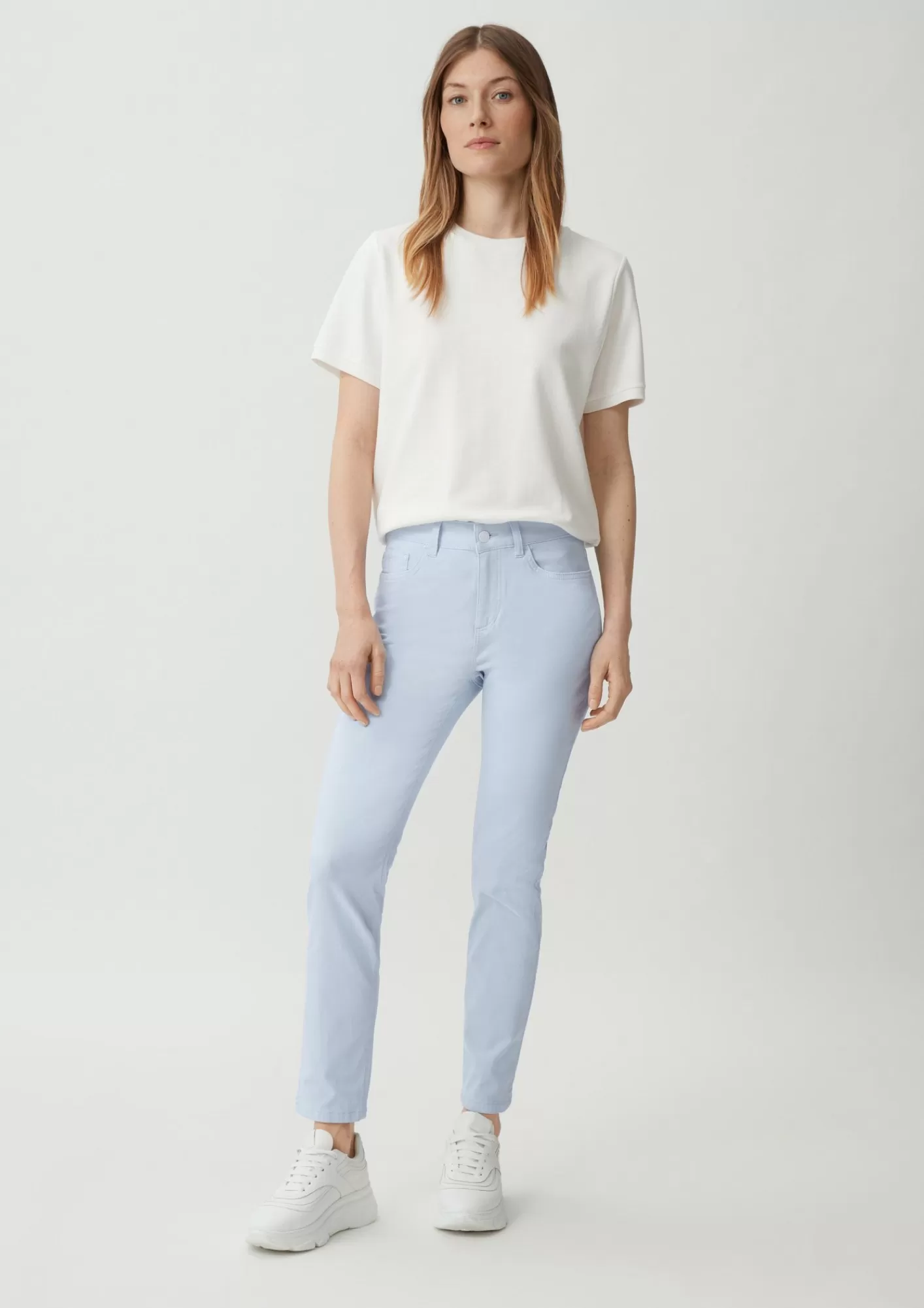 Online Comma Skinny: Hose Aus Baumwollsatin