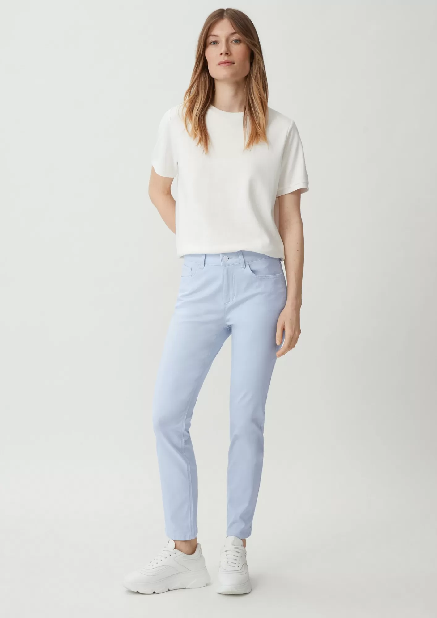 Online Comma Skinny: Hose Aus Baumwollsatin