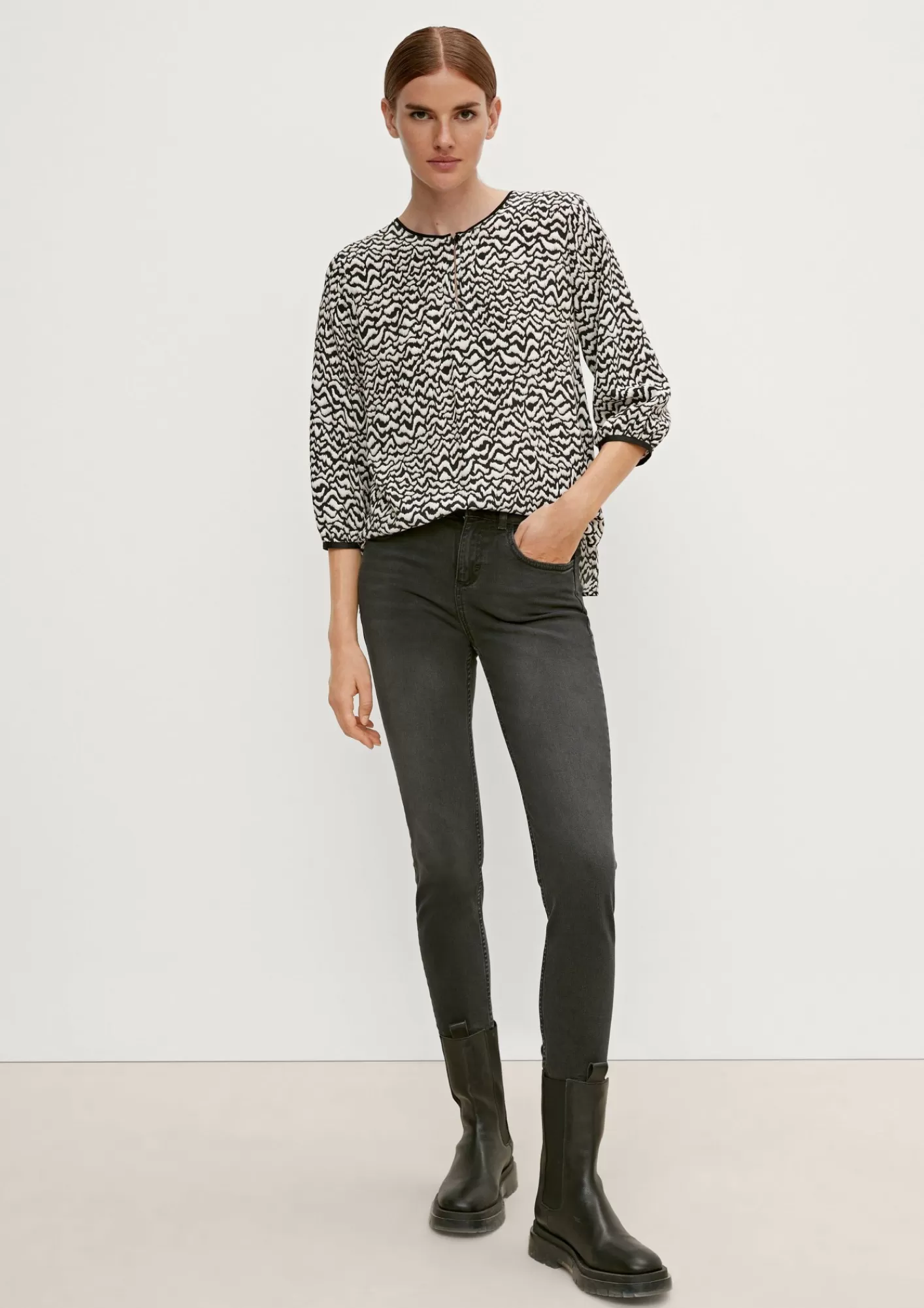 Hot Comma Skinny: Jeans Mit Waschung