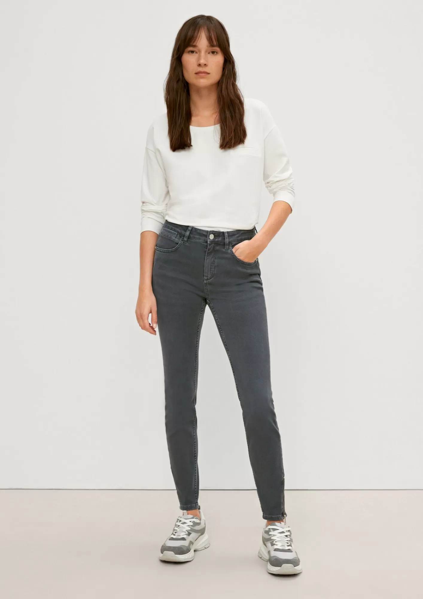 Cheap Comma Skinny: Jeans Mit Zippern Am Beinsaum