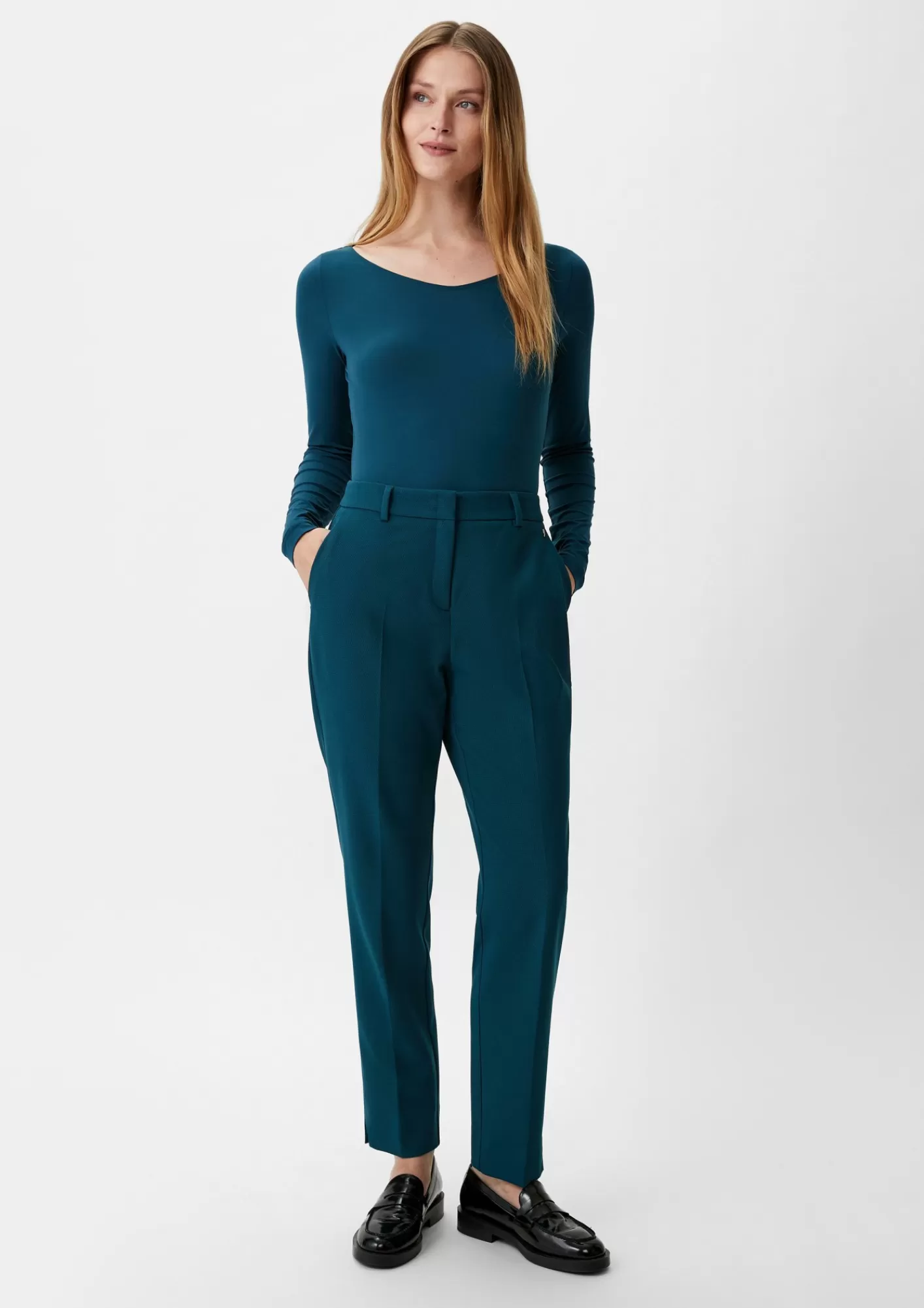 Fashion Comma Slim: Hose Mit Dobby-Struktur