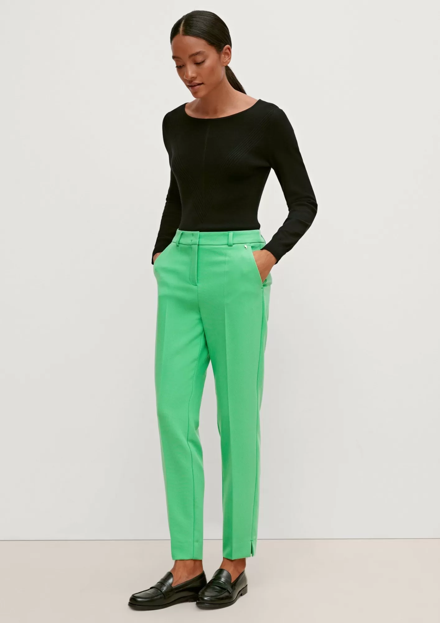 Outlet Comma Slim: Hose Mit Herringbone-Muster